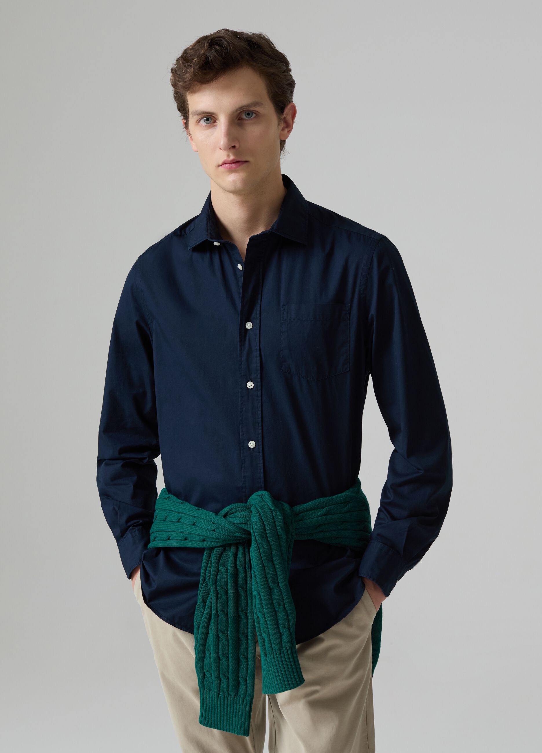 Camisa de algodón con bolsillo