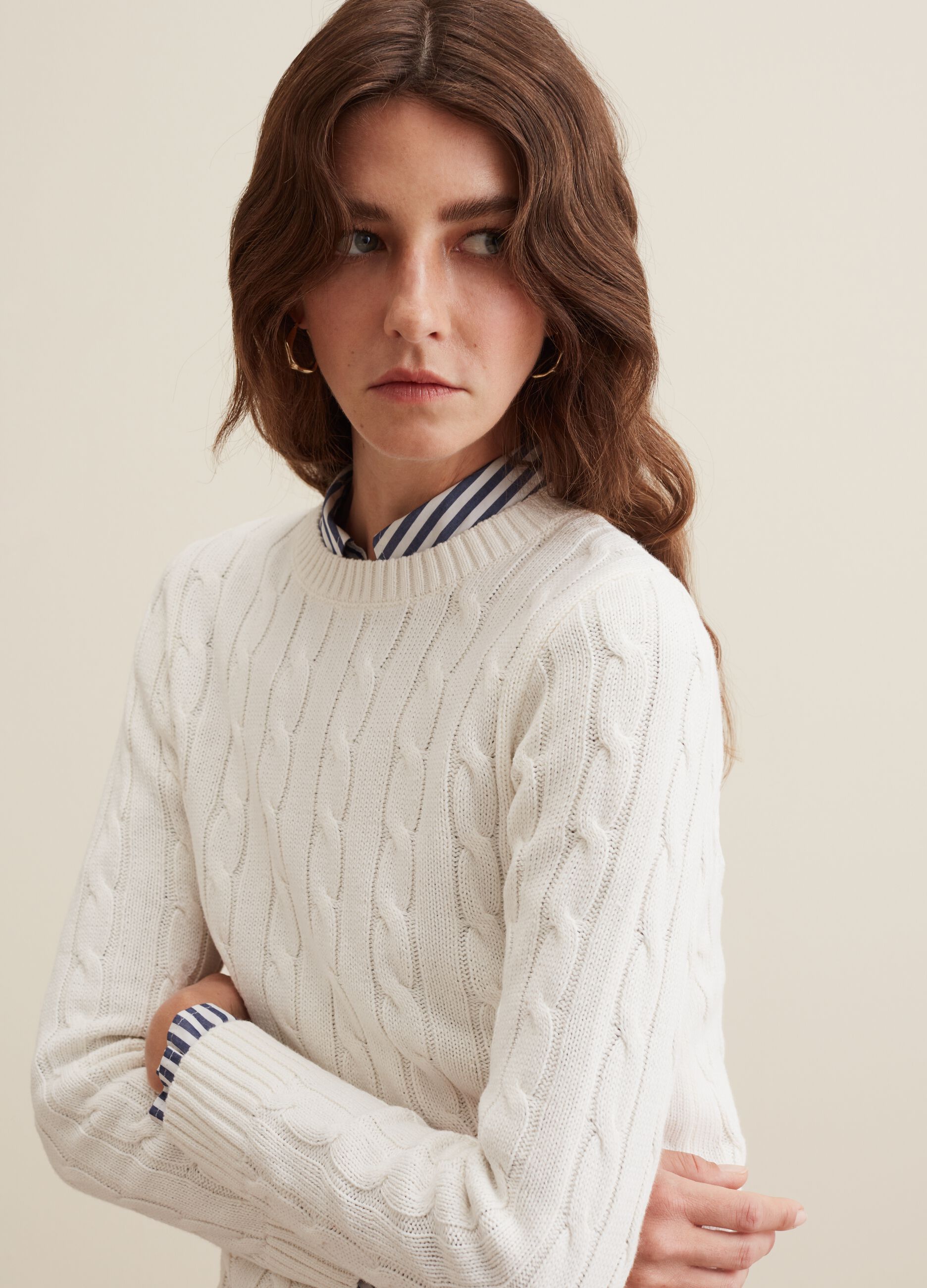 Crew cable clearance knit jumper womens