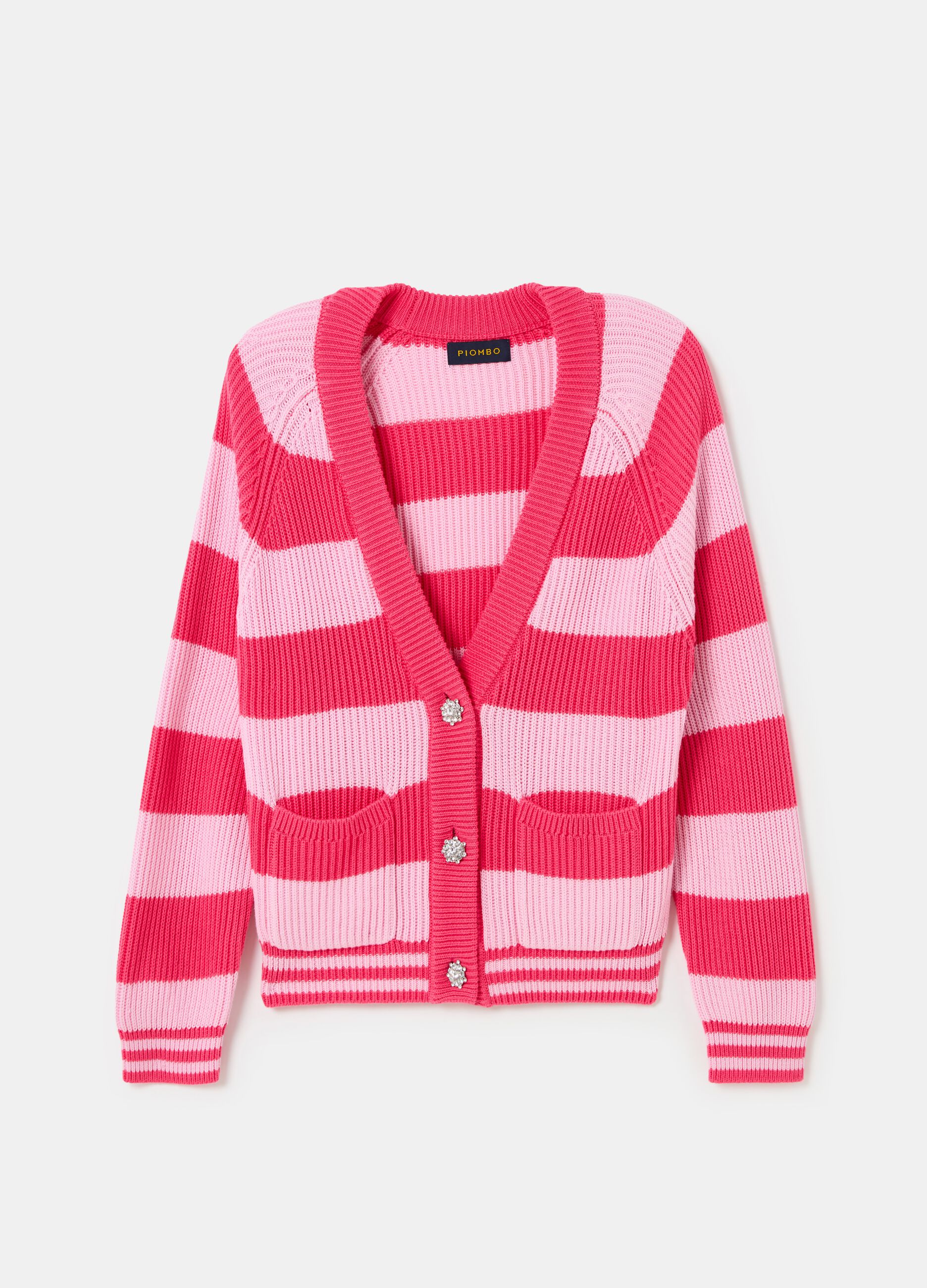 Striped cardigan with jewel buttons