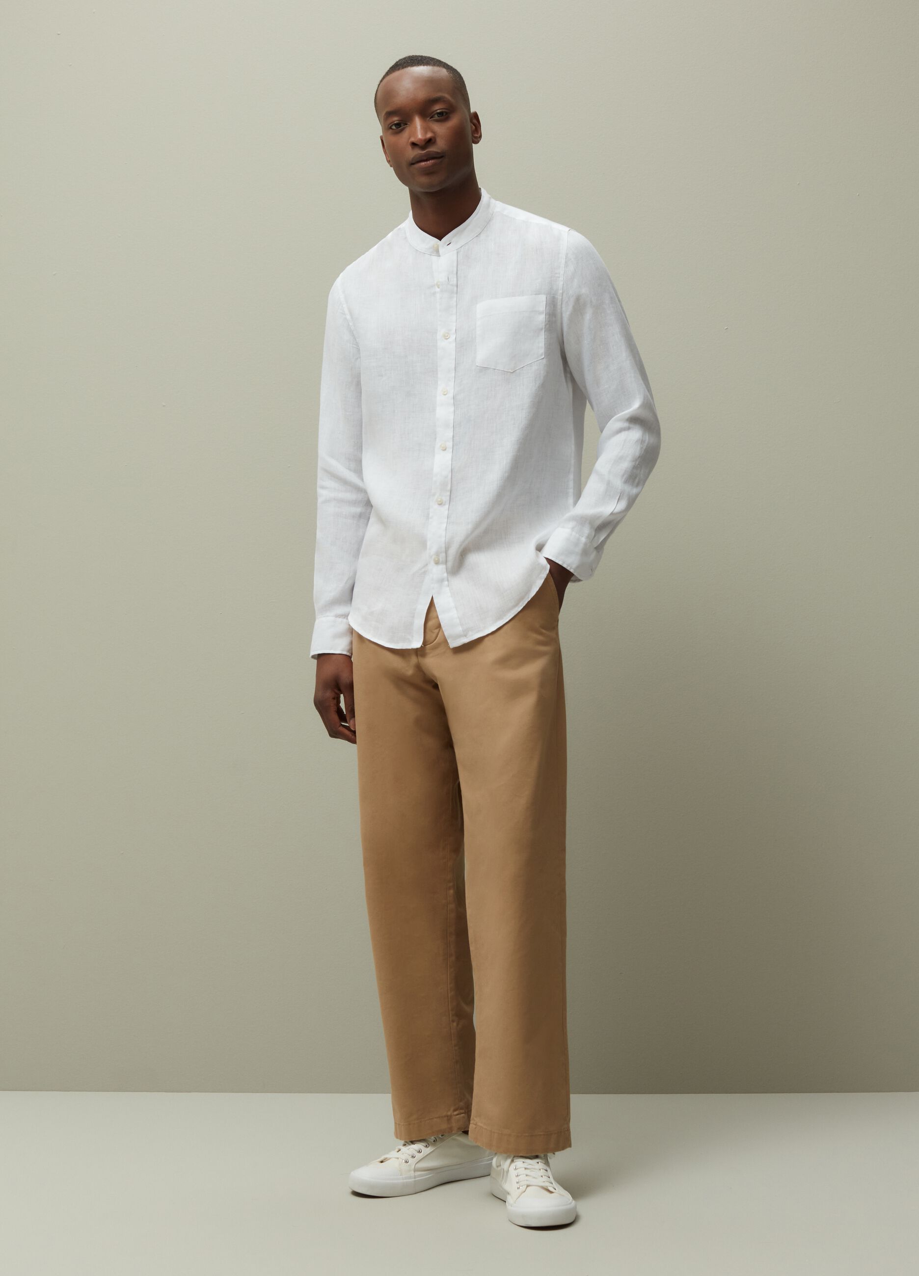 Camisa regular fit de lino Blanco ptico de Hombre PIOMBO