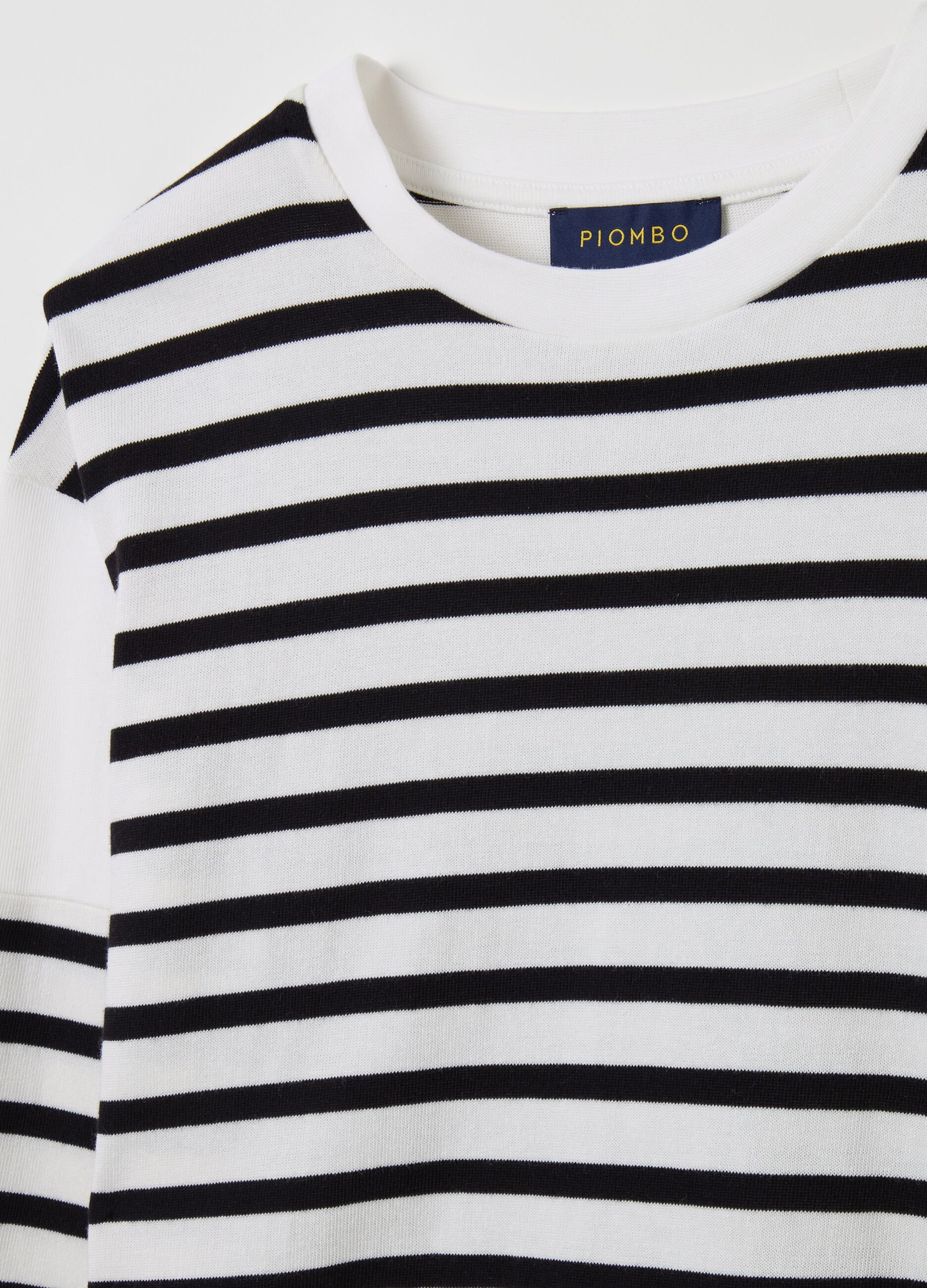 Long-sleeved T-shirt in striped cotton