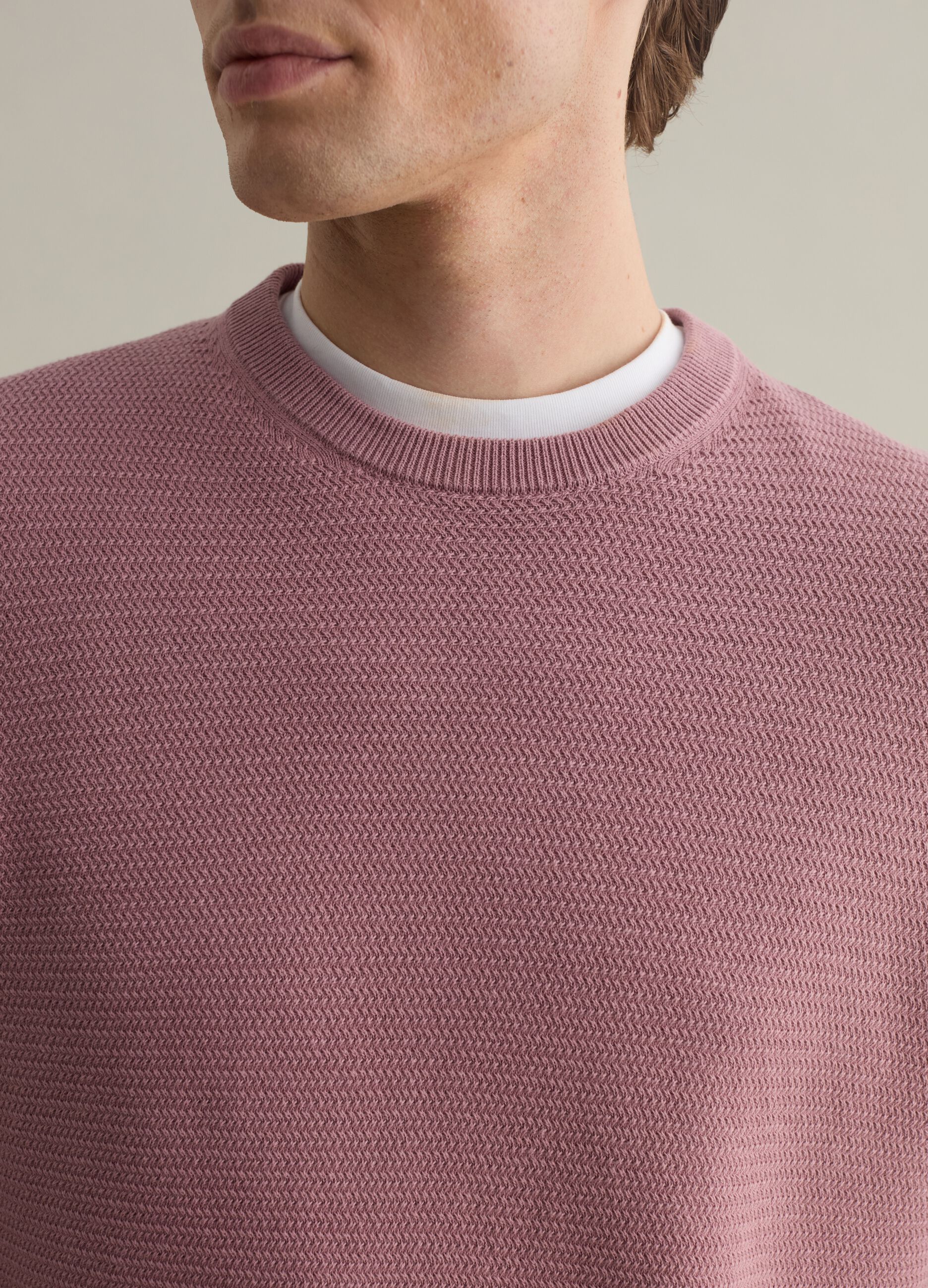 Cotton pullover with wavy trim