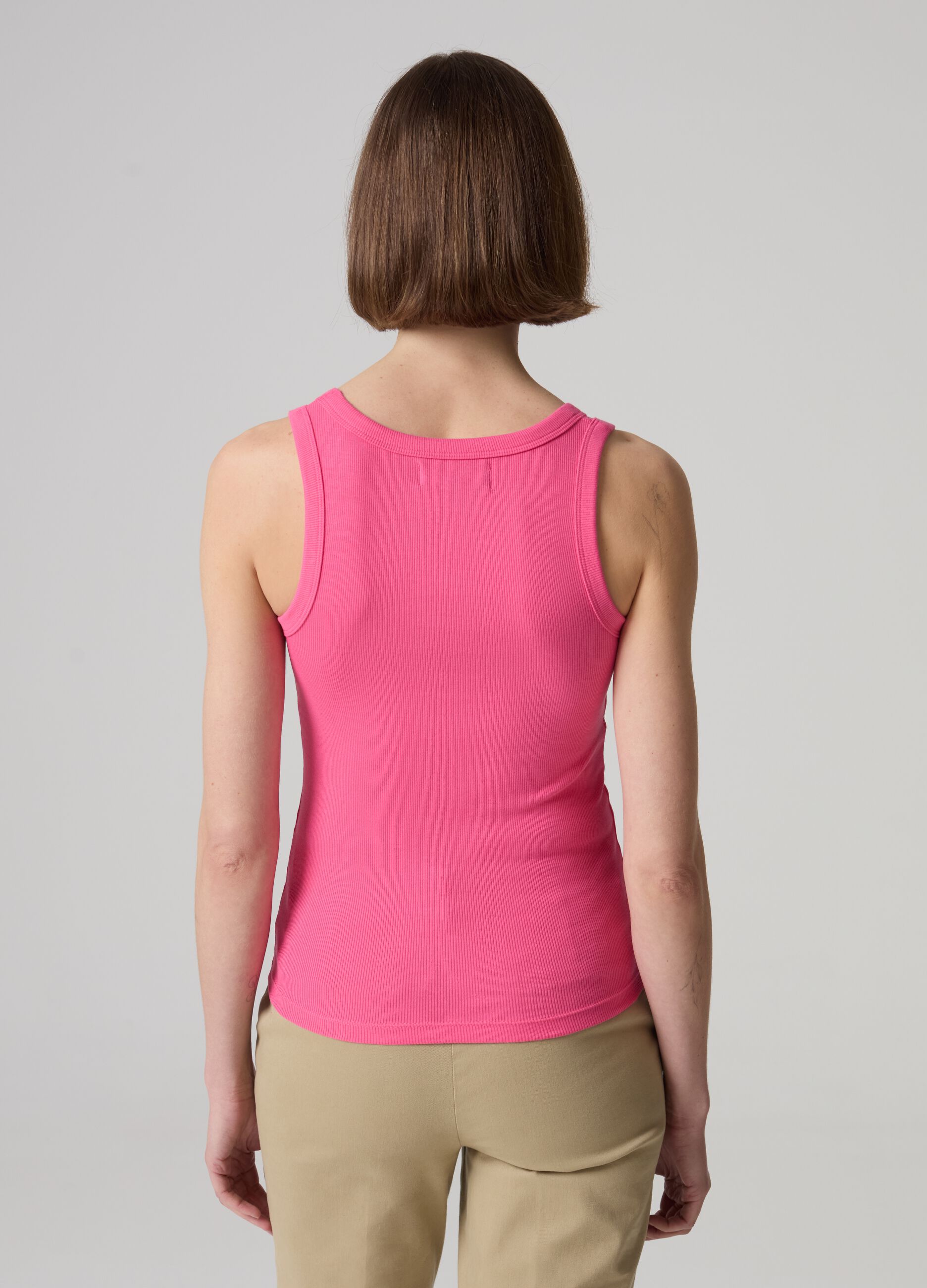 Tank top in ribbed stretch cotton_2