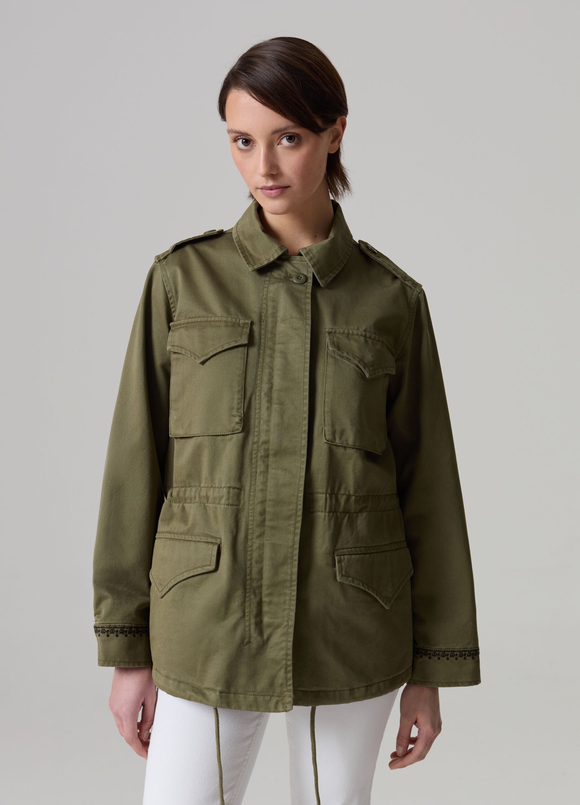 Safari jacket with embroidered details