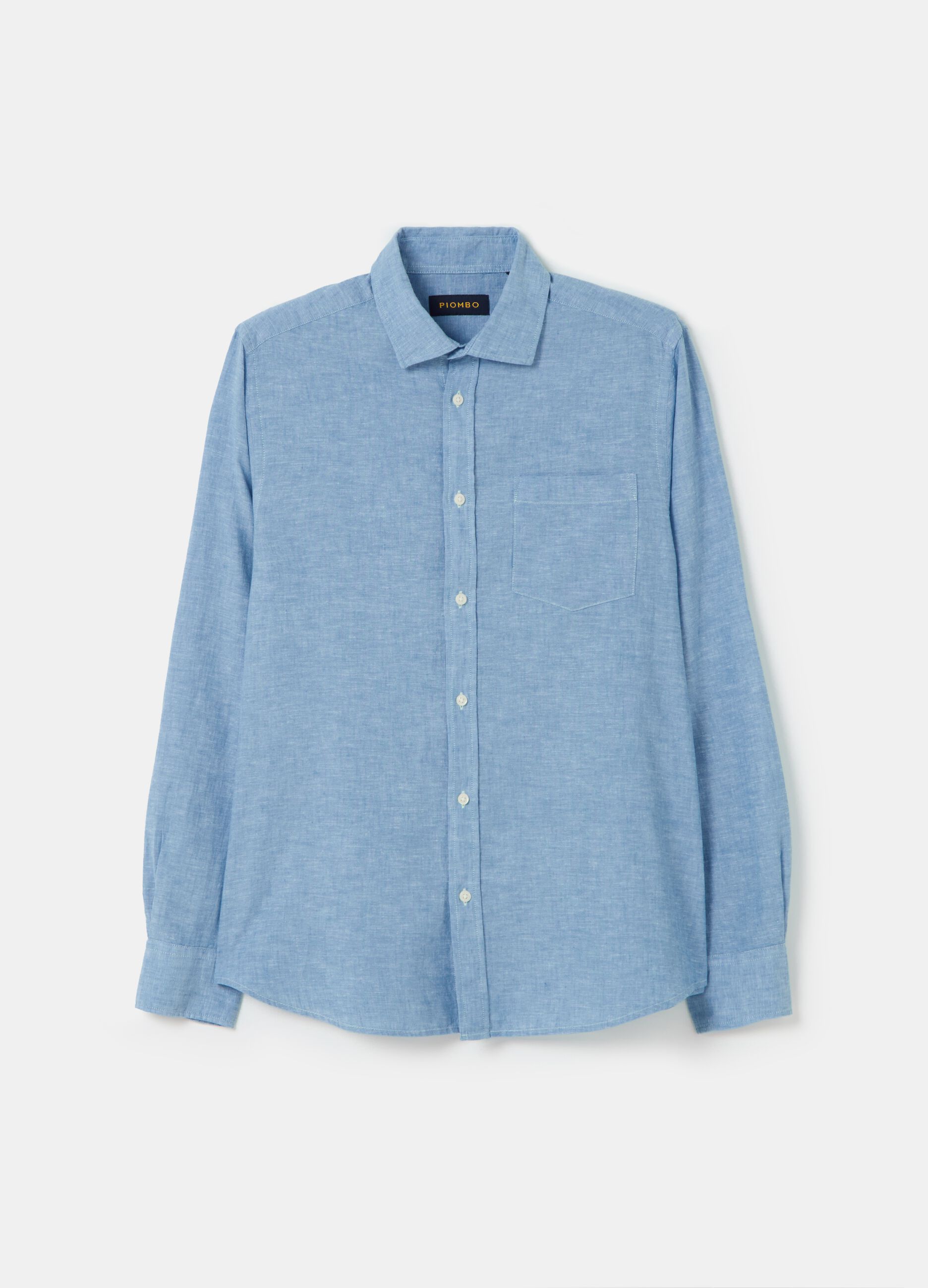 Camisa de lino y algodón chambray_3