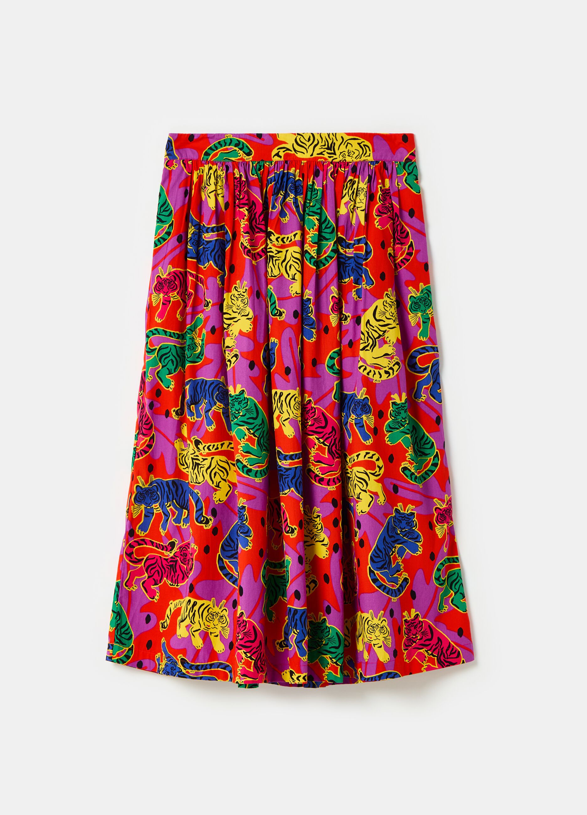 Full midi skirt with tigers print_3