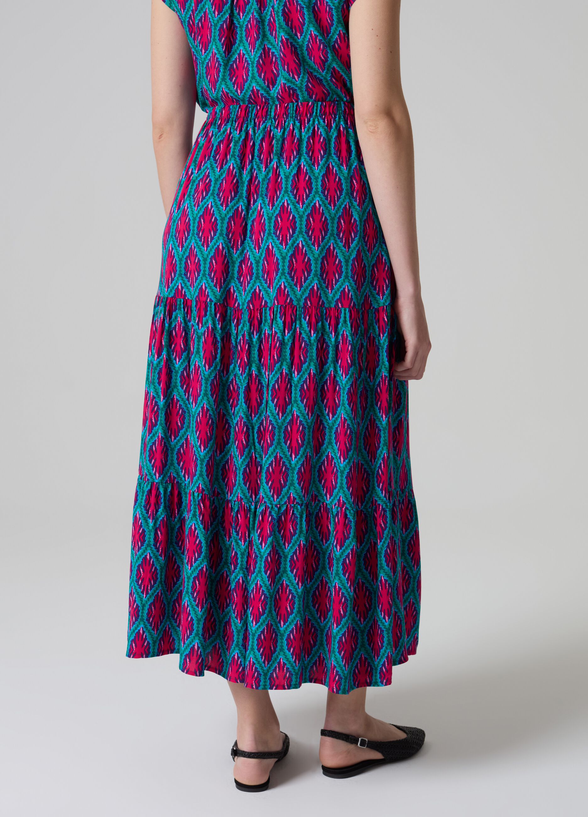 Long tiered skirt in viscose_2