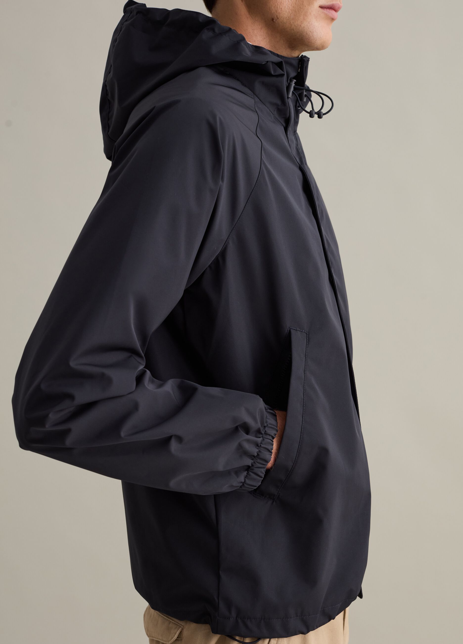 Man's Short waterproof jacket with hood | PIOMBO