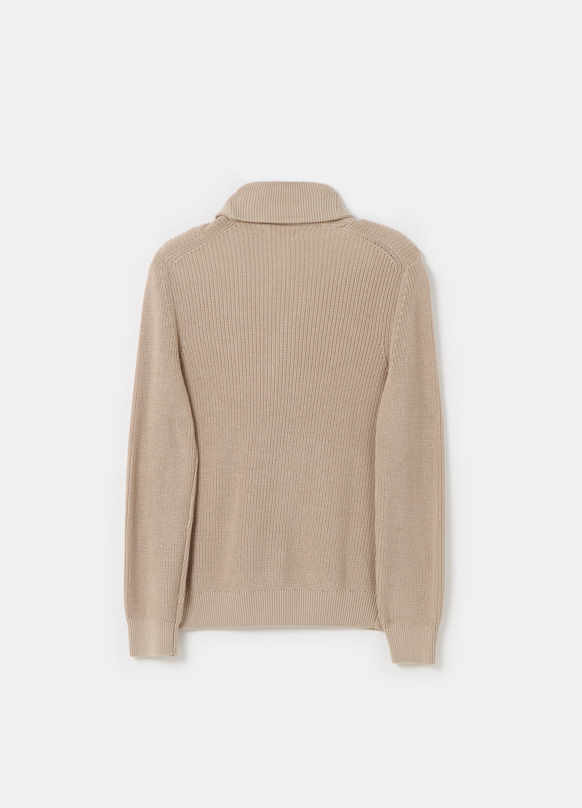 Ribbed cardigan with shawl collar_4