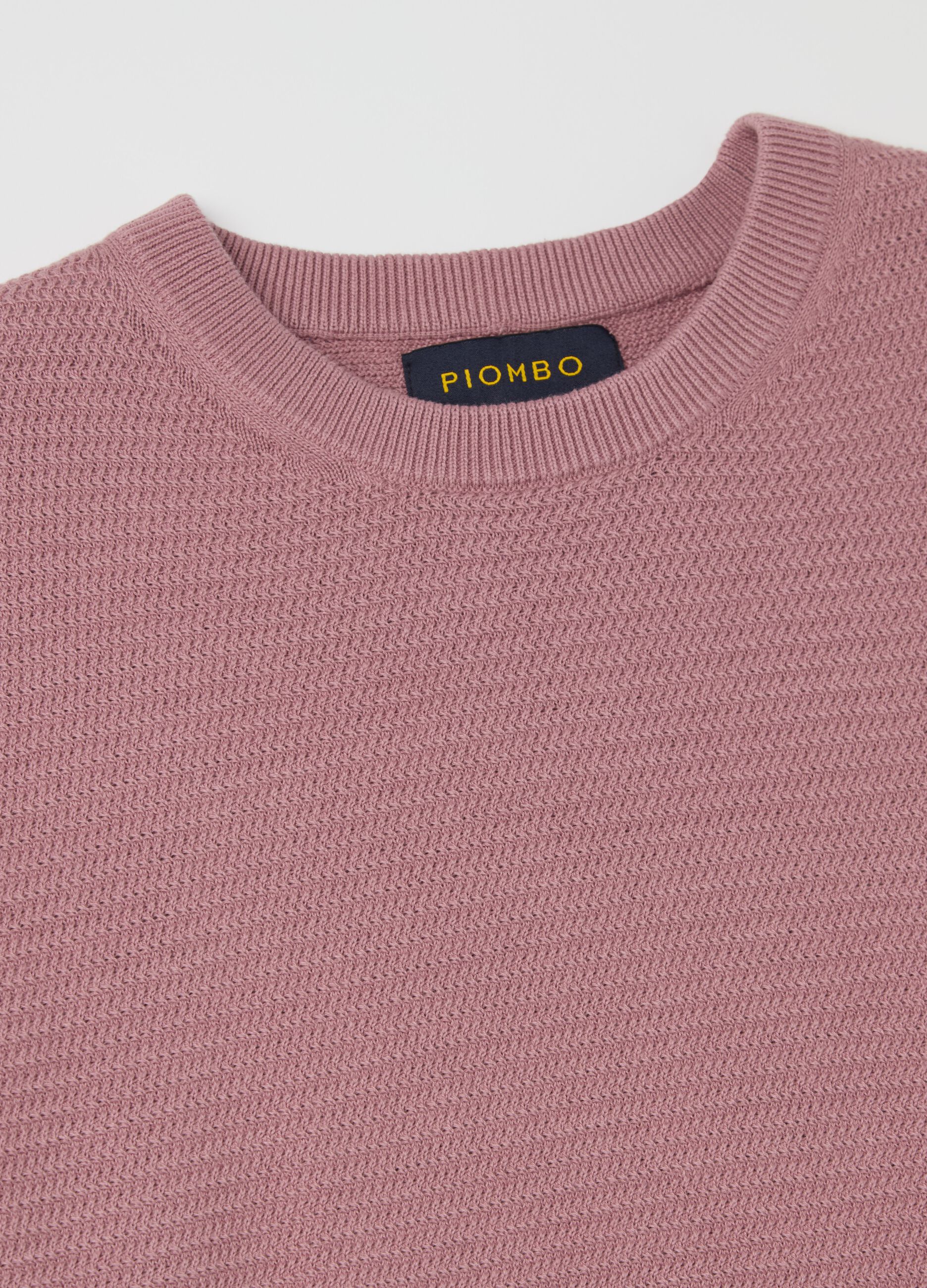 Cotton pullover with wavy trim