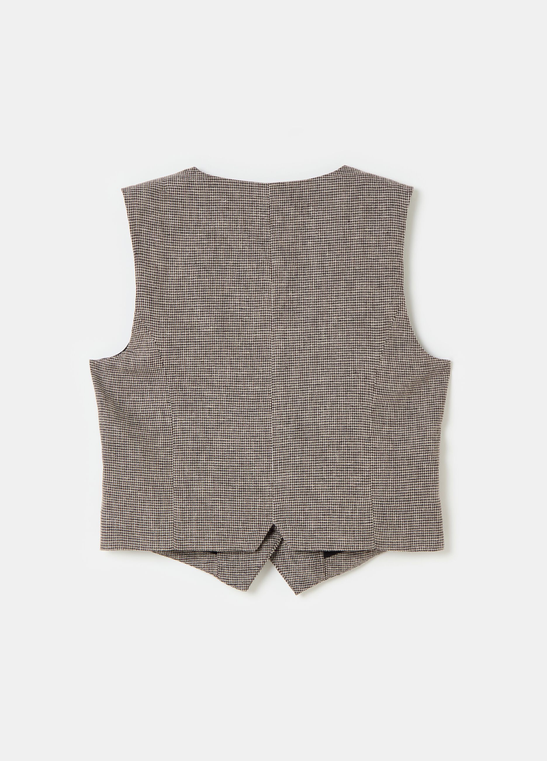 Contemporary single-breasted gilet with micro houndstooth pattern_4