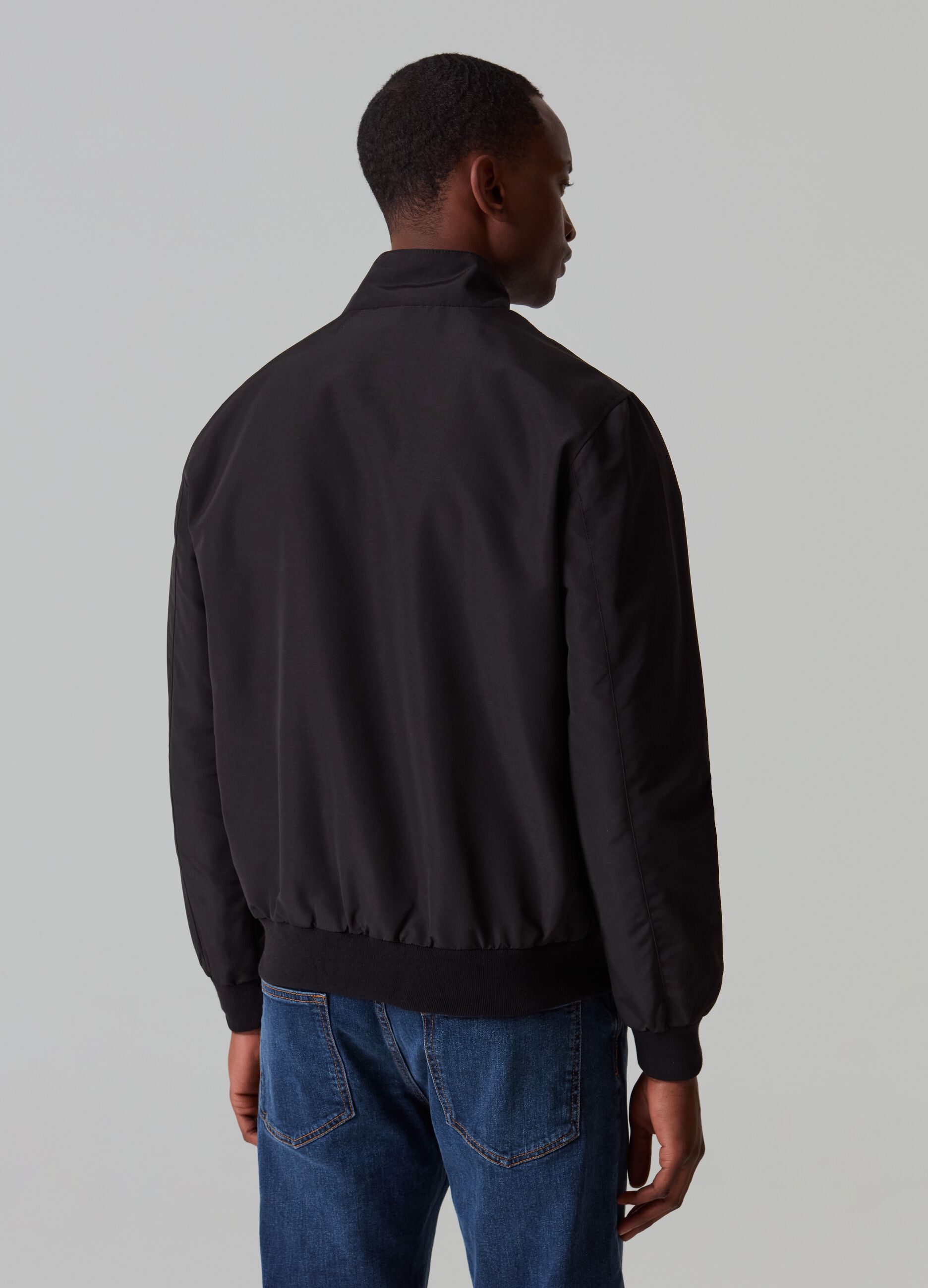 Full-zip bomber jacket with high neck and buttons_2