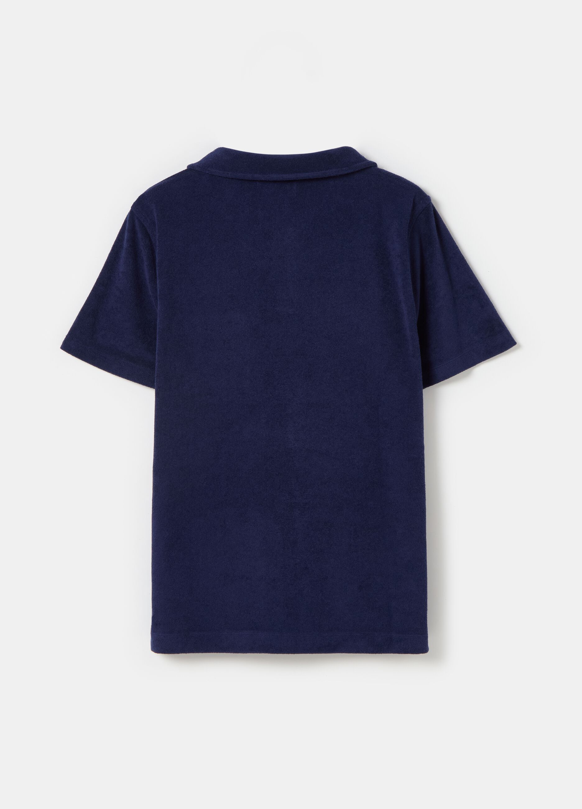 Reverse French terry polo shirt with pocket_4