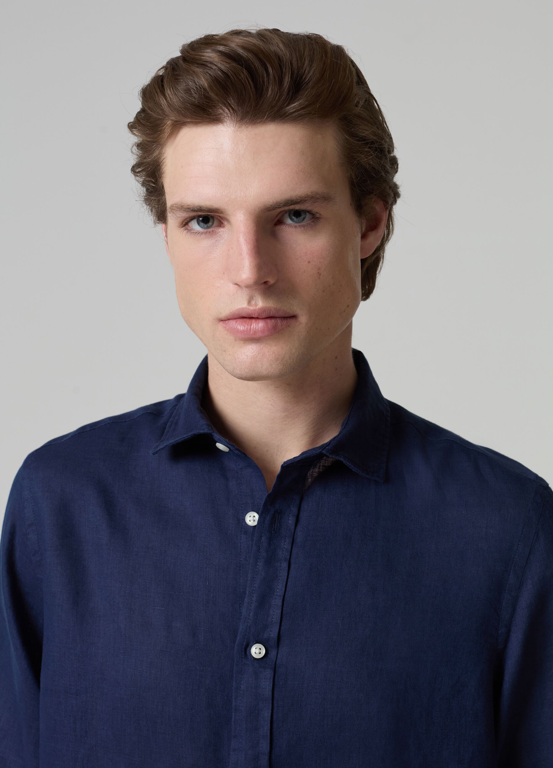 Camisa de lino color liso_1
