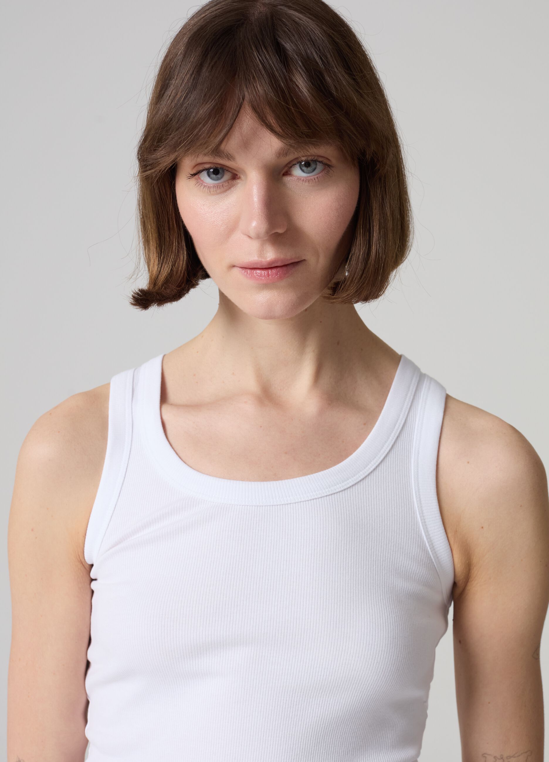 Tank top in ribbed stretch cotton_1