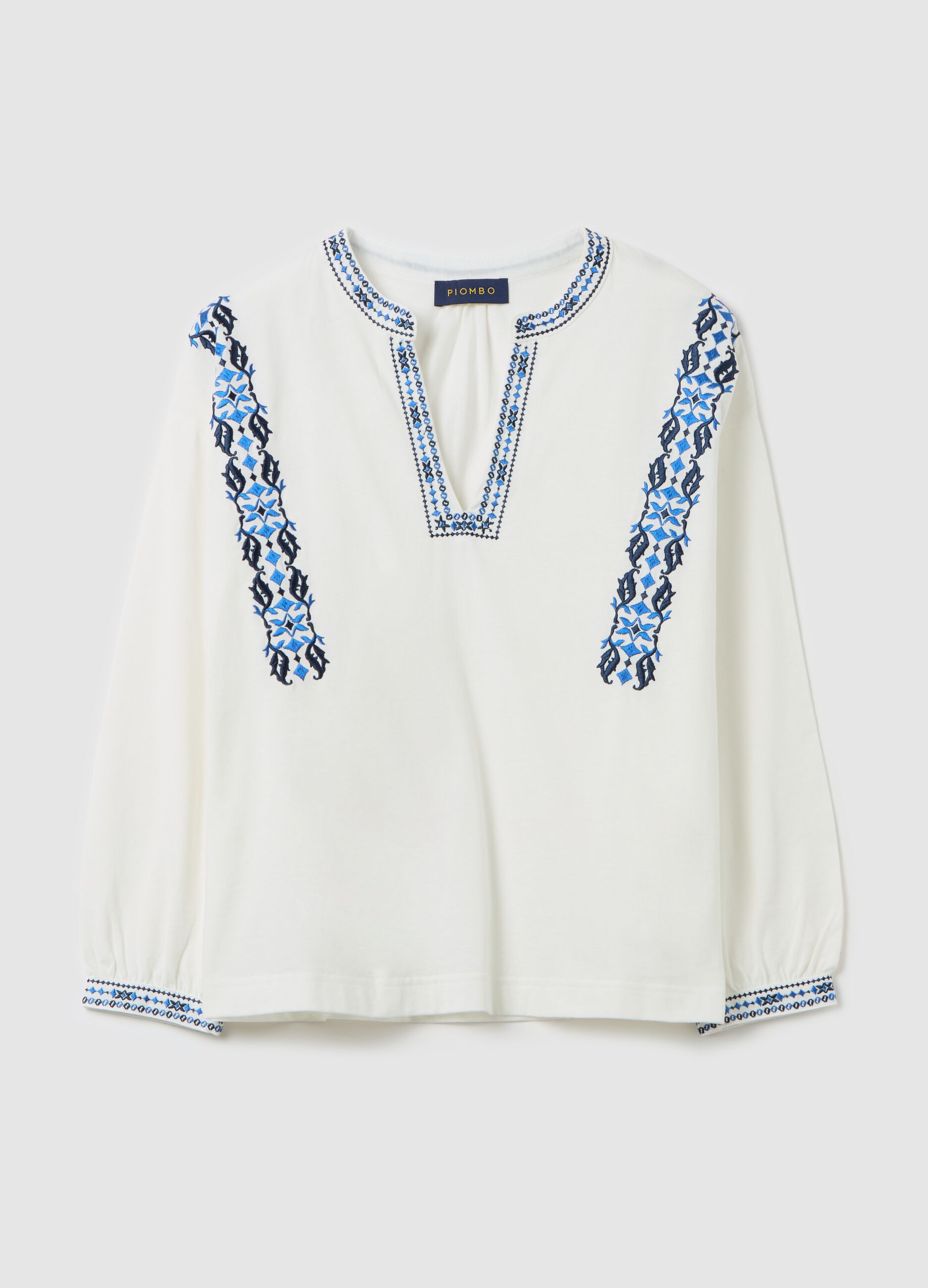 T-shirt with ethnic embroidery