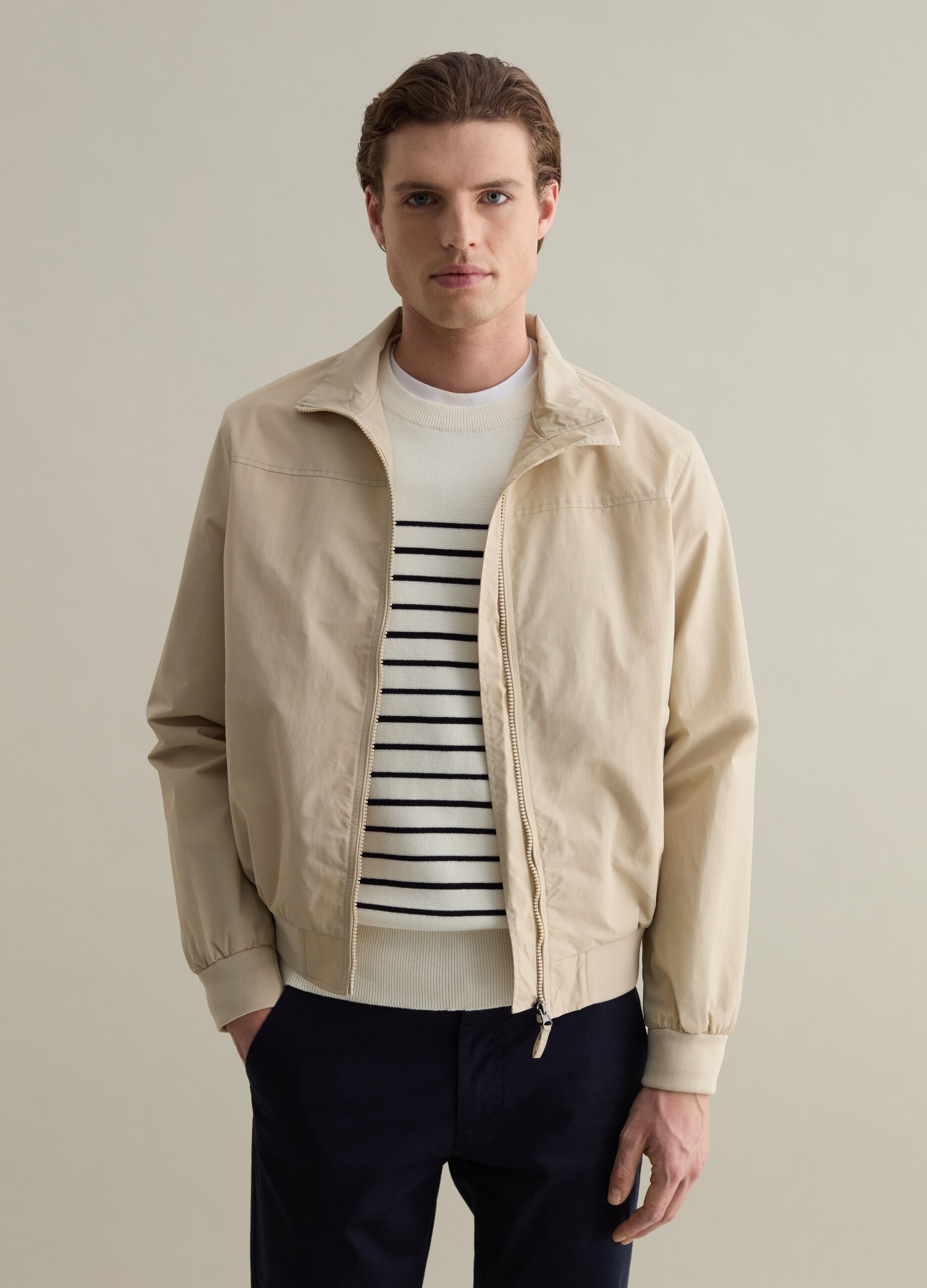 Full-zip bomber jacket with high neck