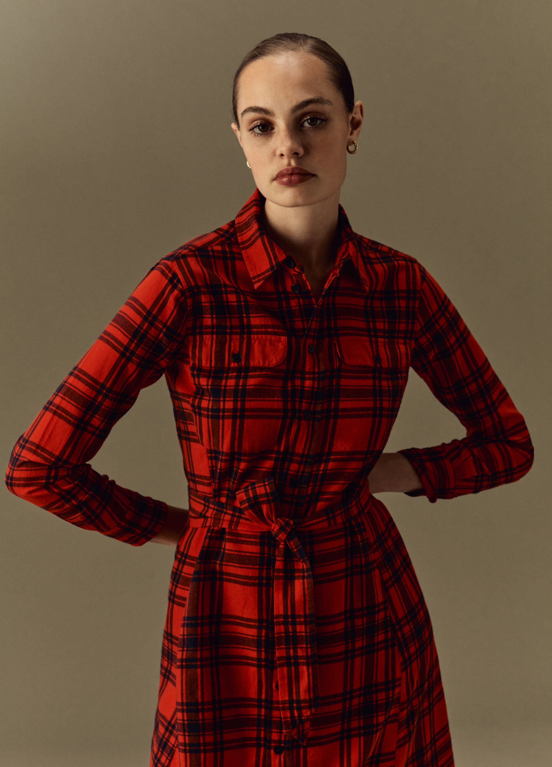 Shirt dress with belt