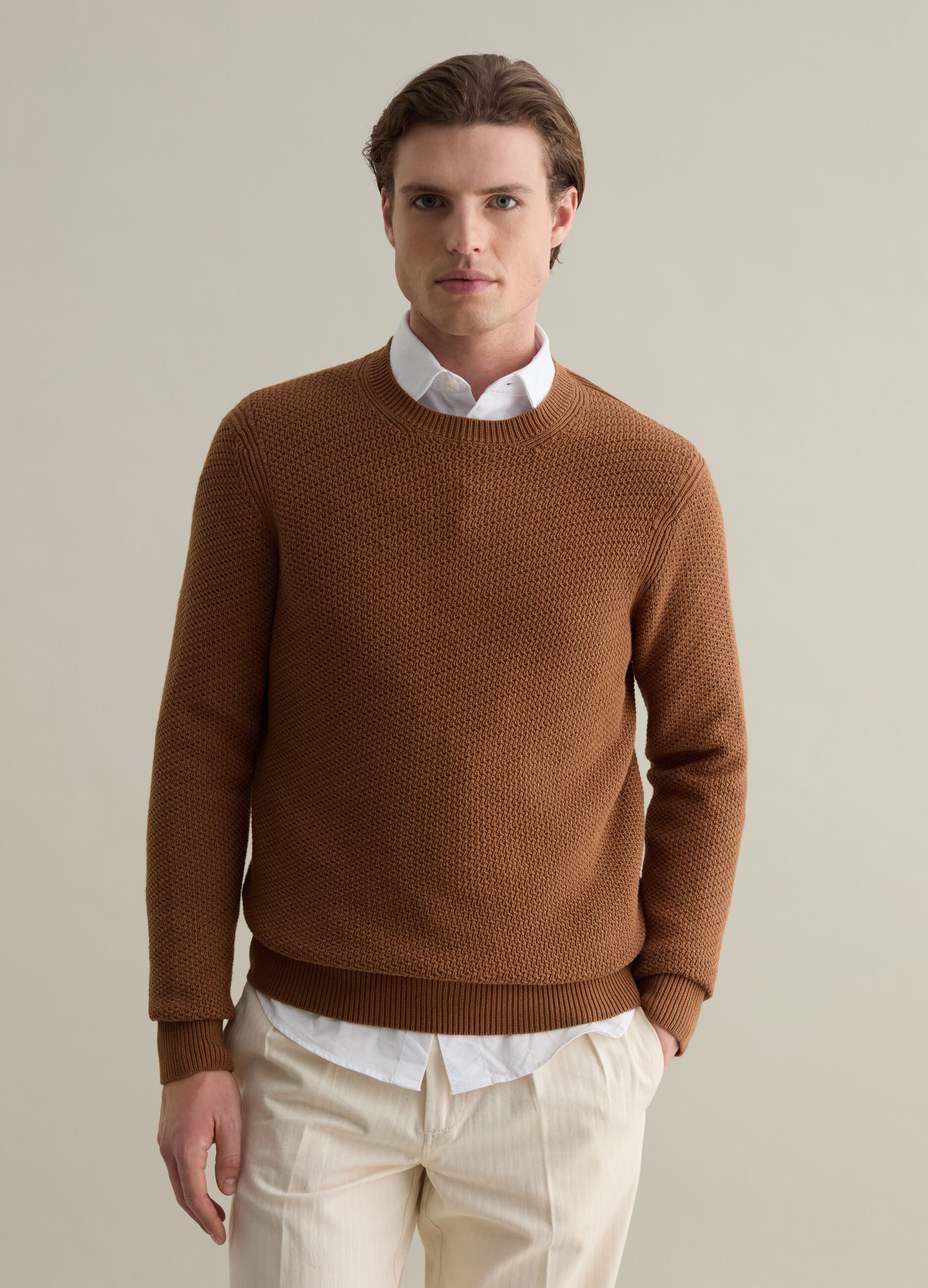 Cotton pullover with weave