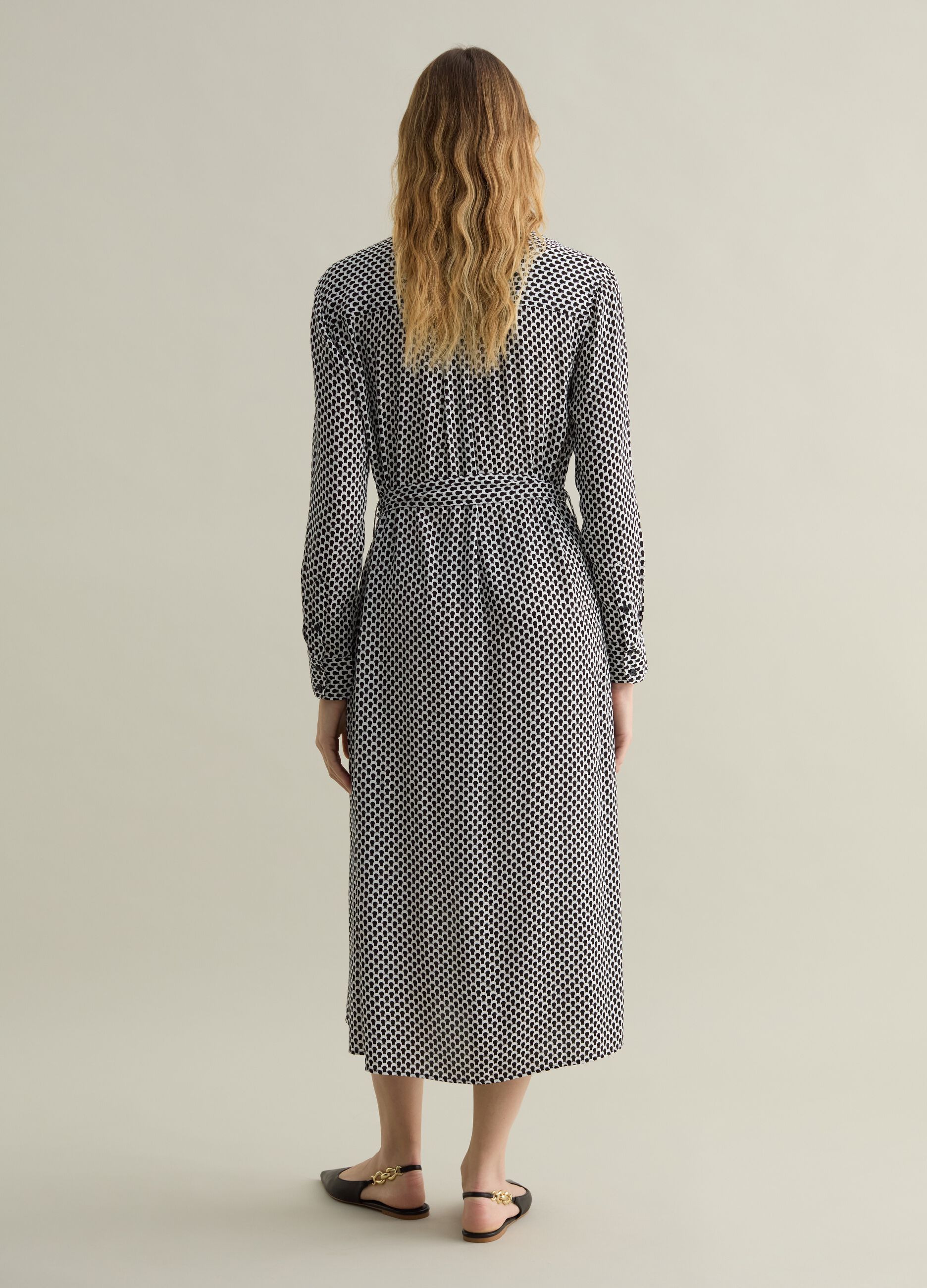 Vestido camisero de viscosa microestampado