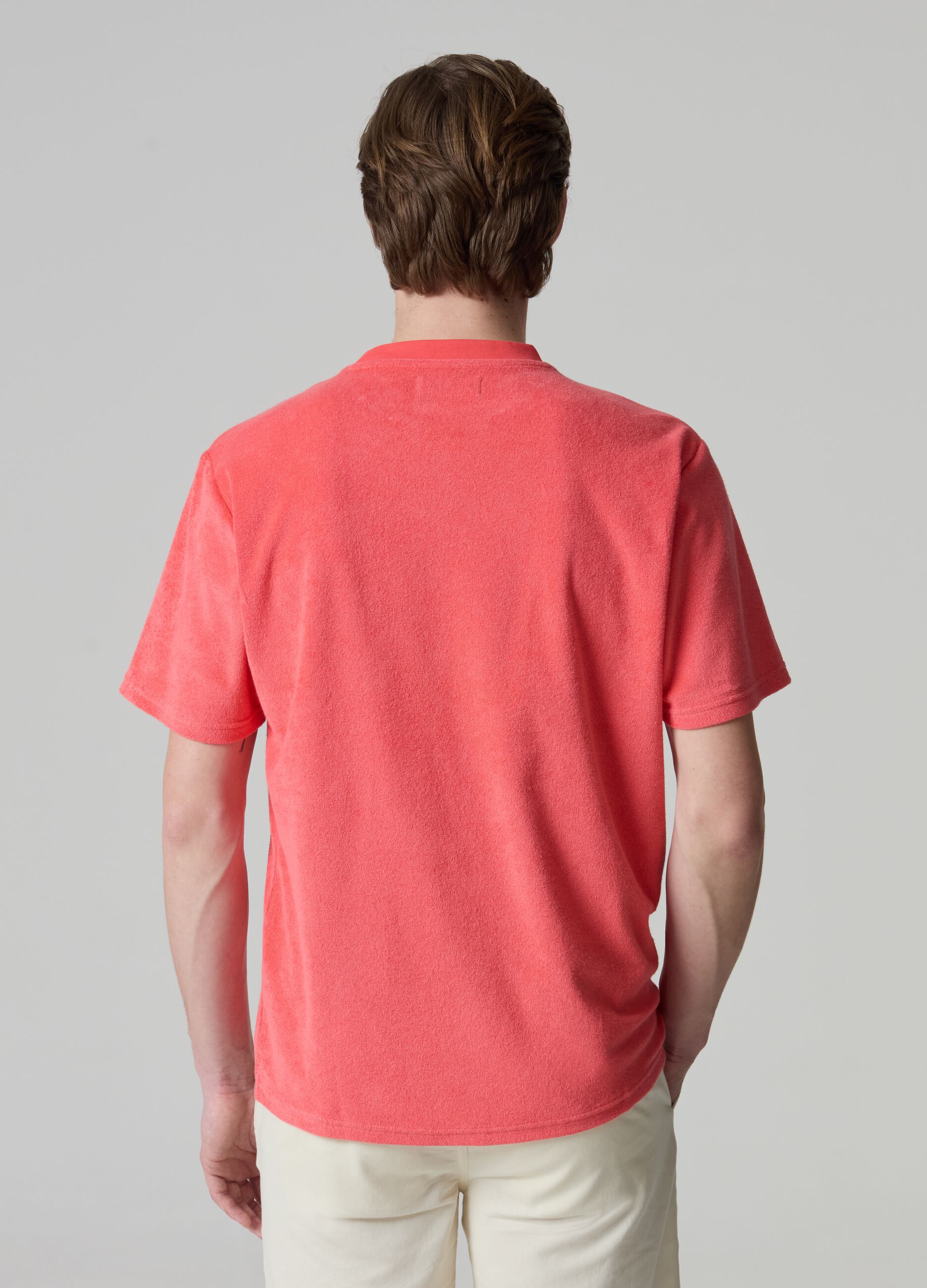Reverse French terry T-shirt with pocket