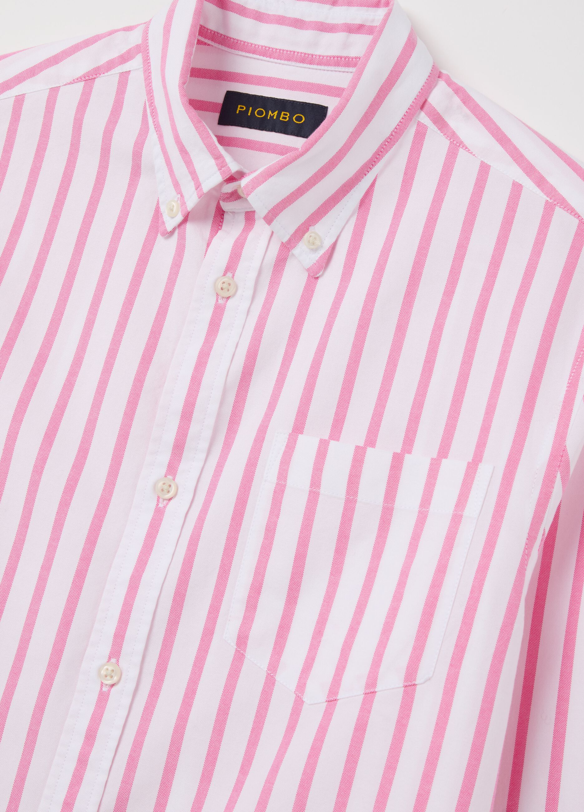 Striped button-down shirt with pocket