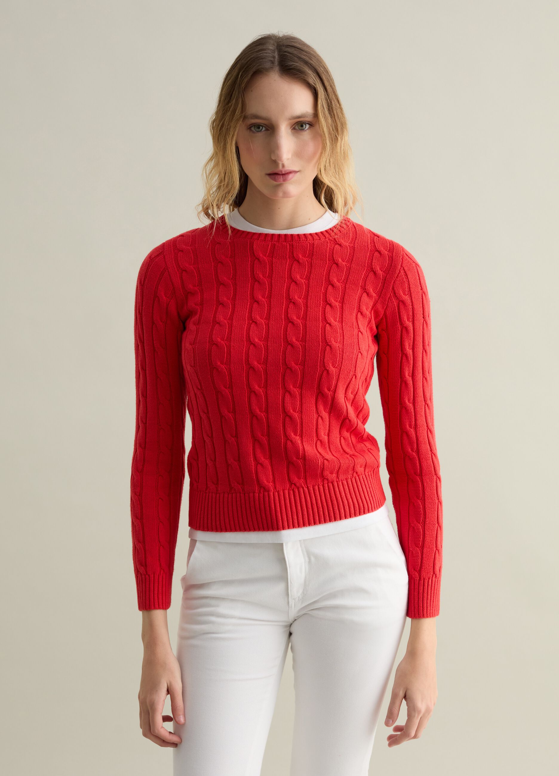 Jersey de canalé con punto trenzado