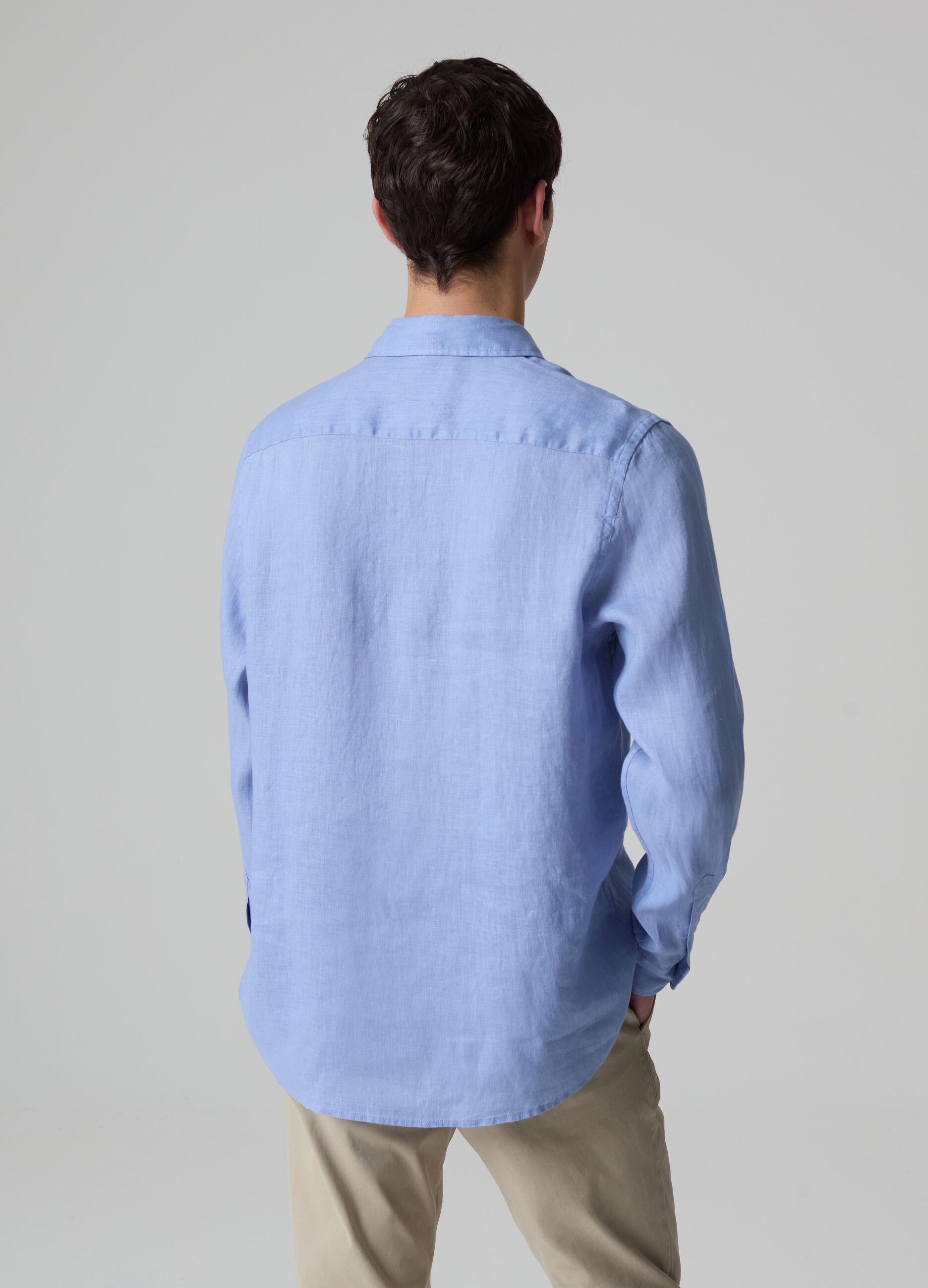 Camisa de lino color liso_1