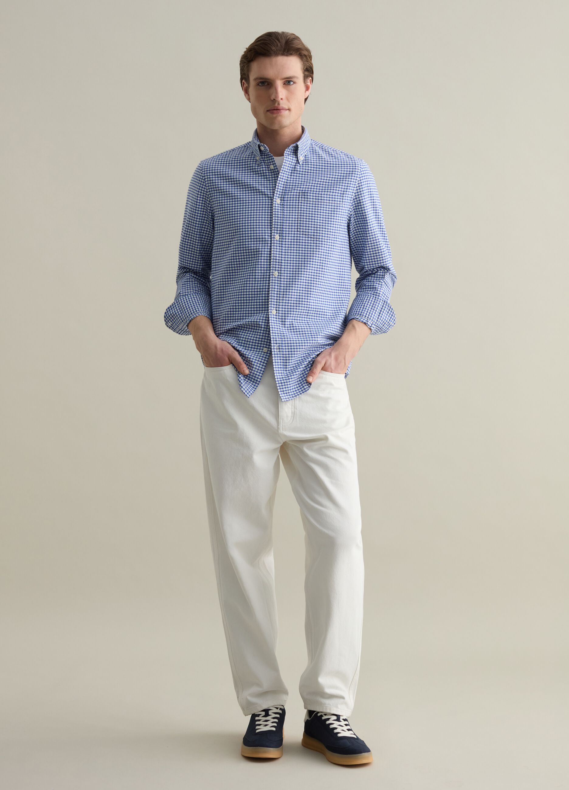 Camisa de algodón oxford de cuadritos