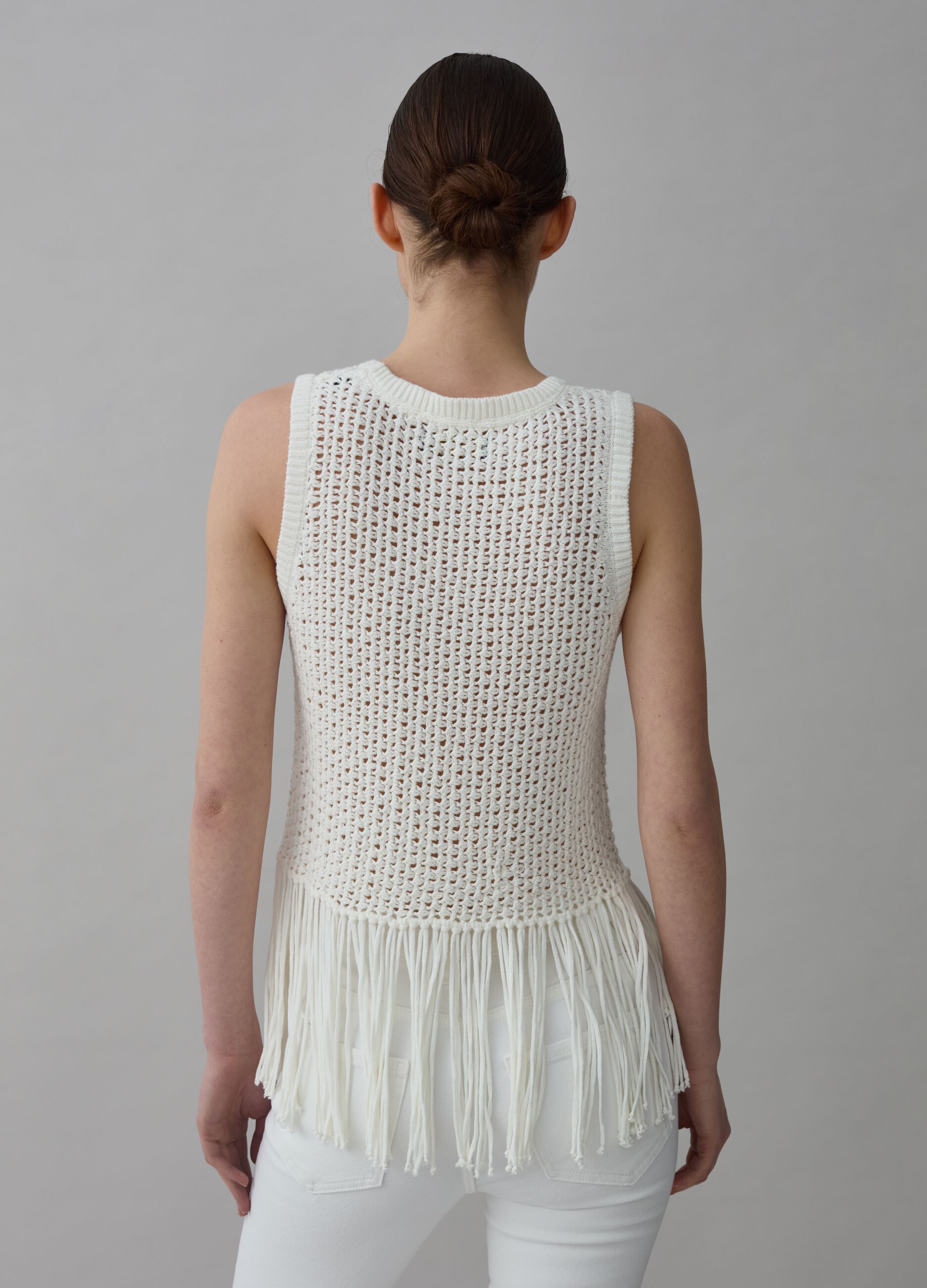 Openwork tank top with fringing