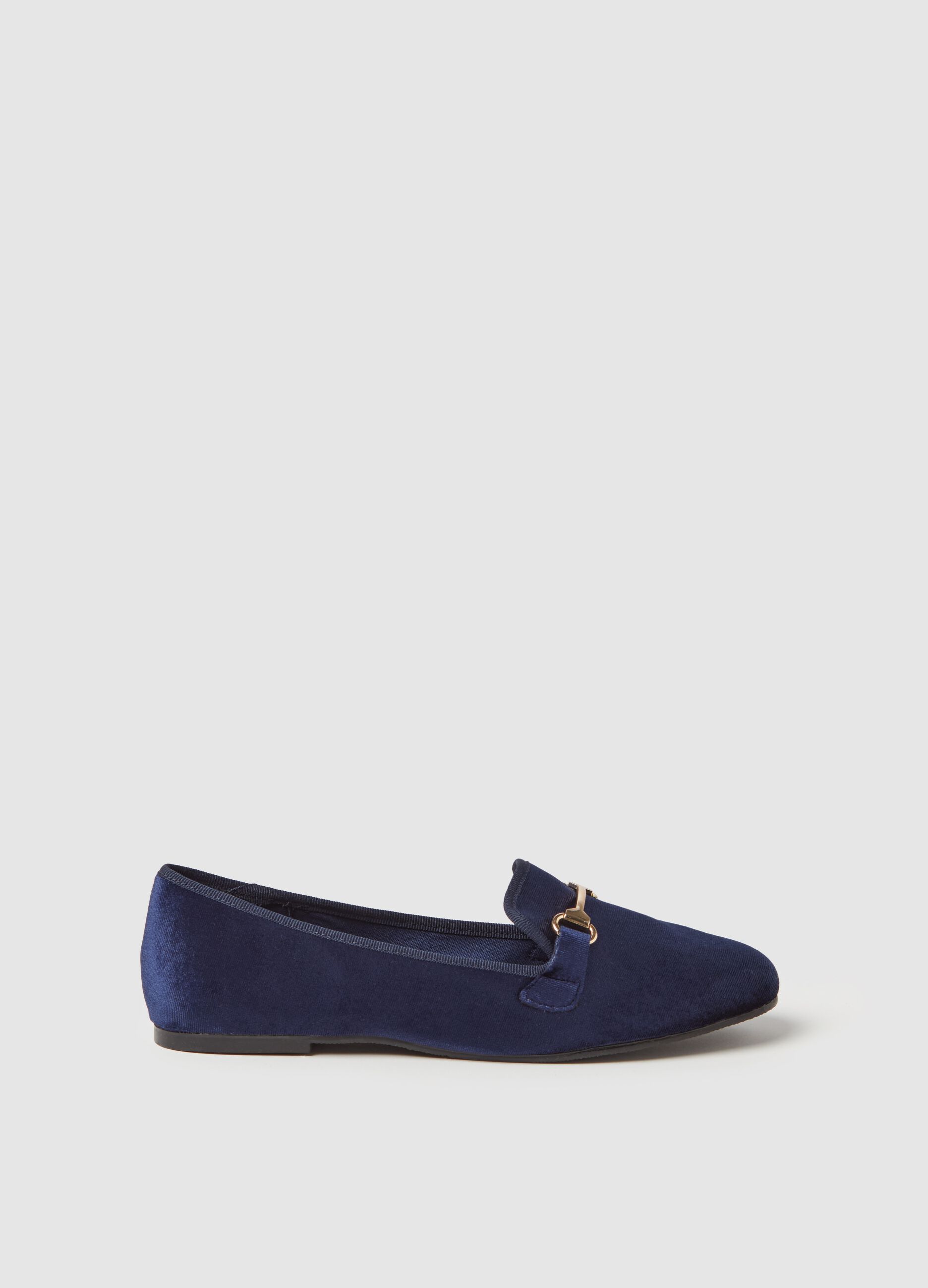 Velvet slipper shoes with clamp Bleu marine pour Femme PIOMBO