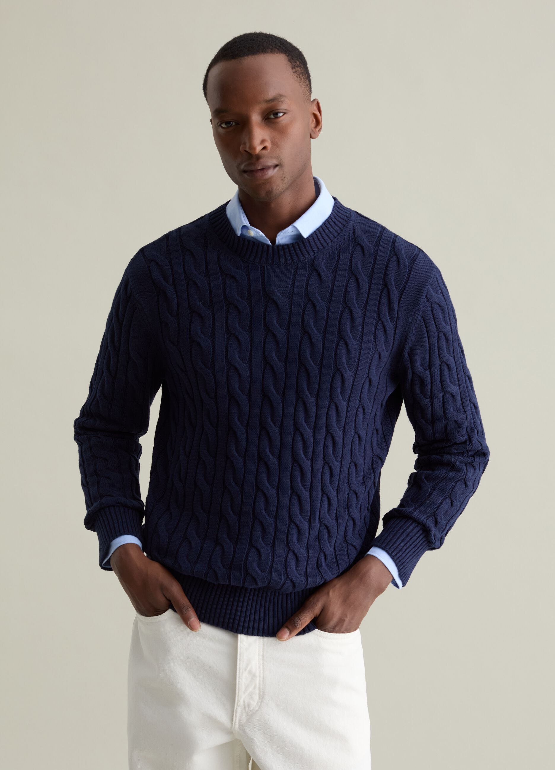 Pullover with cable-knit design