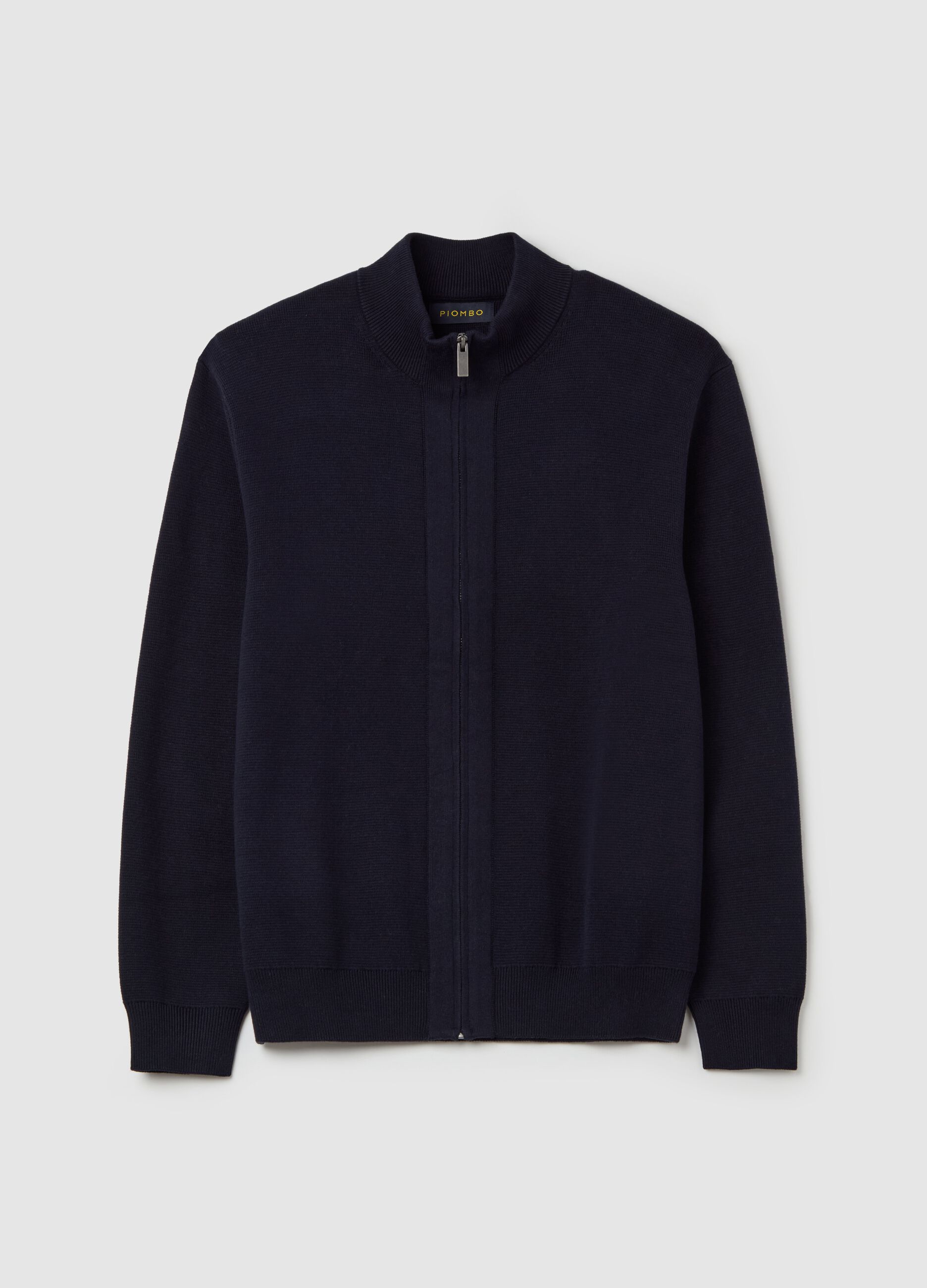 Full-zip cardigan with high neck