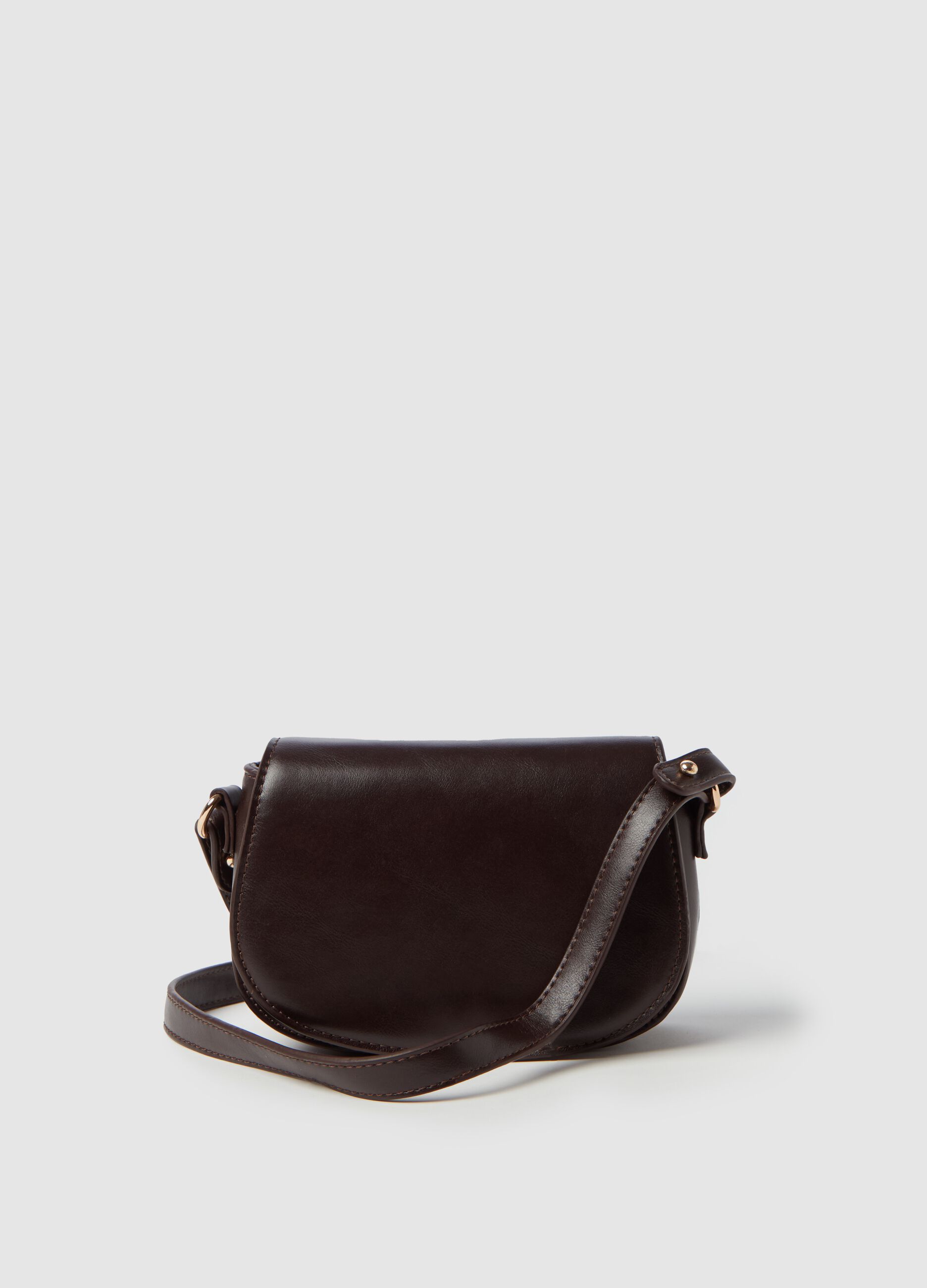 Woman s Dark Brown Rounded bag with shoulder strap PIOMBO
