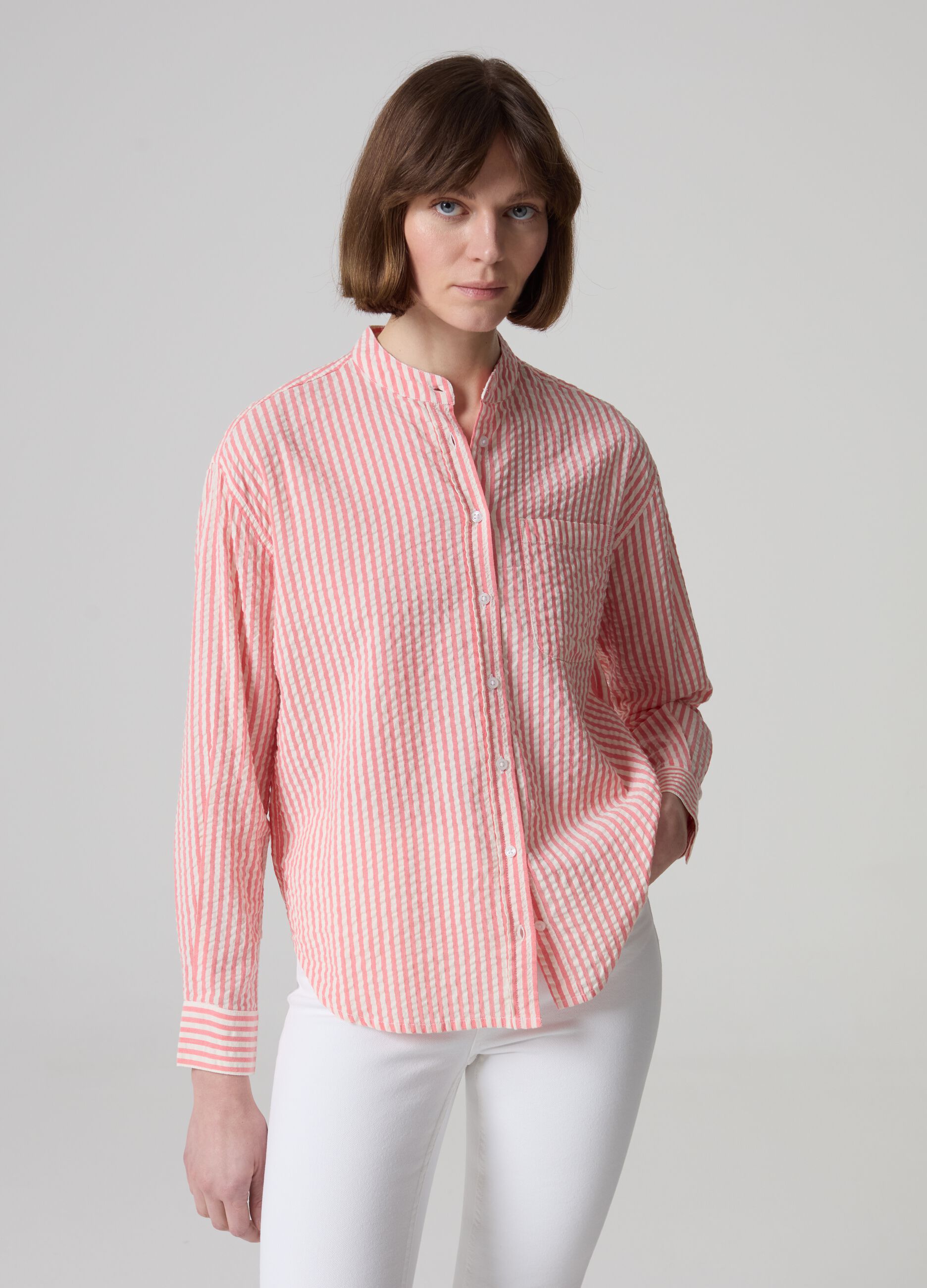 Striped seersucker shirt_0