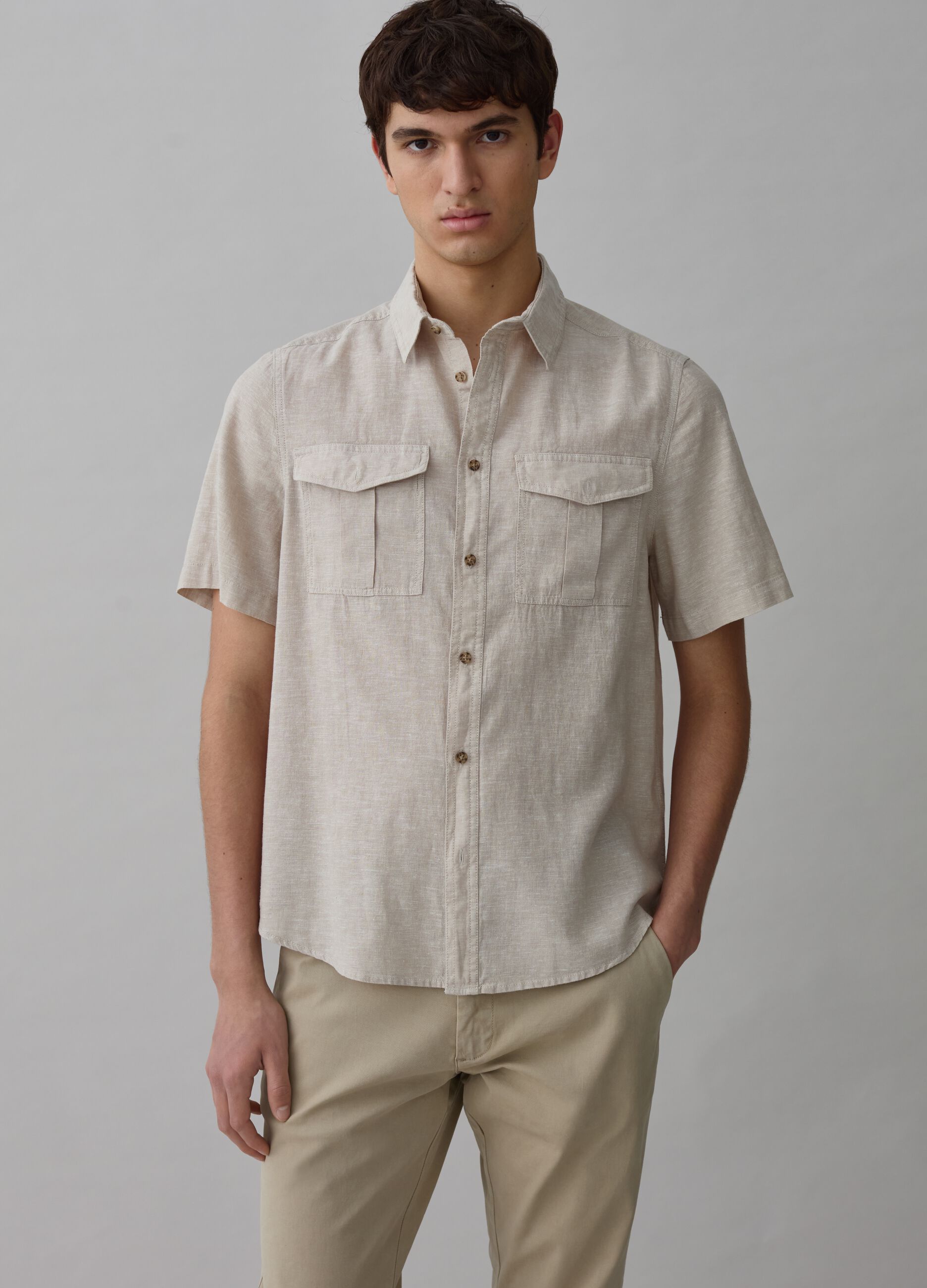Camisa de manga corta de lino y algodón_2
