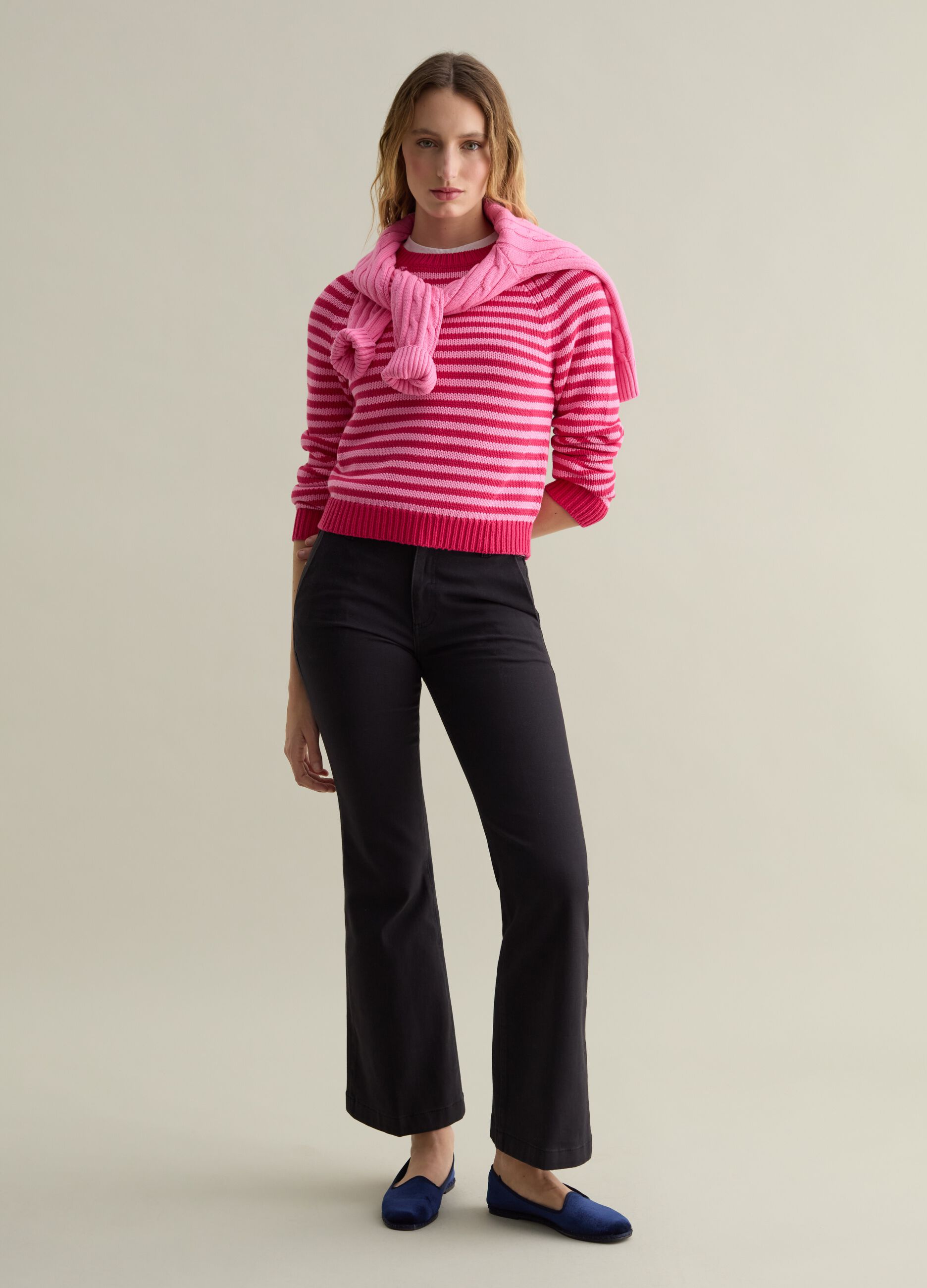 Striped pullover with raglan sleeves