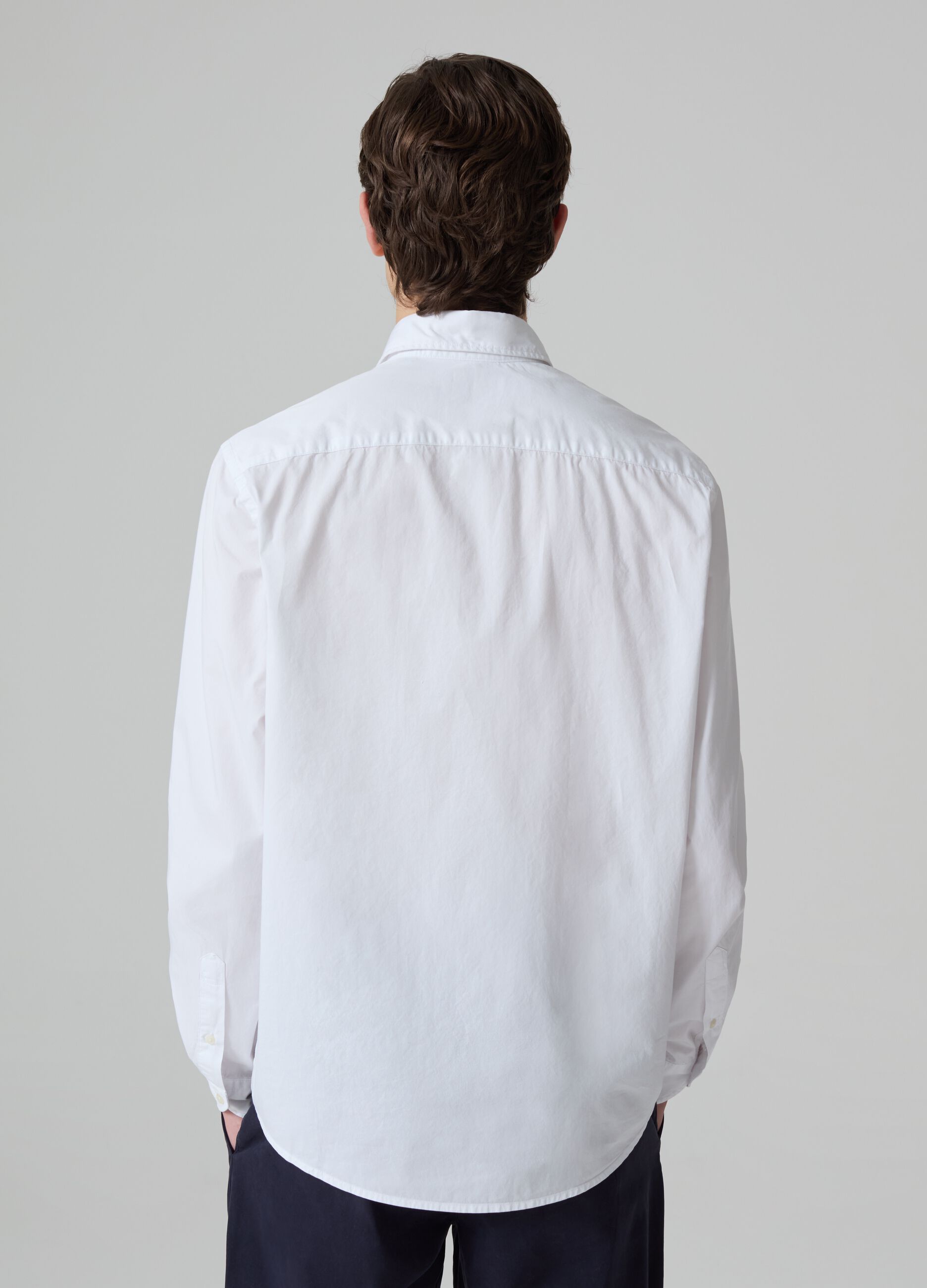 Camisa de algodón color liso con bolsillo_2