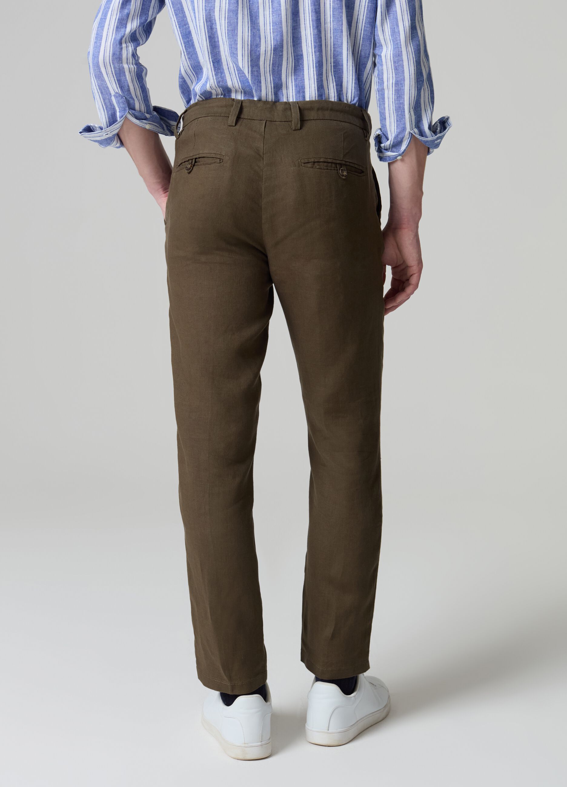 Chino trousers in linen with drawstring