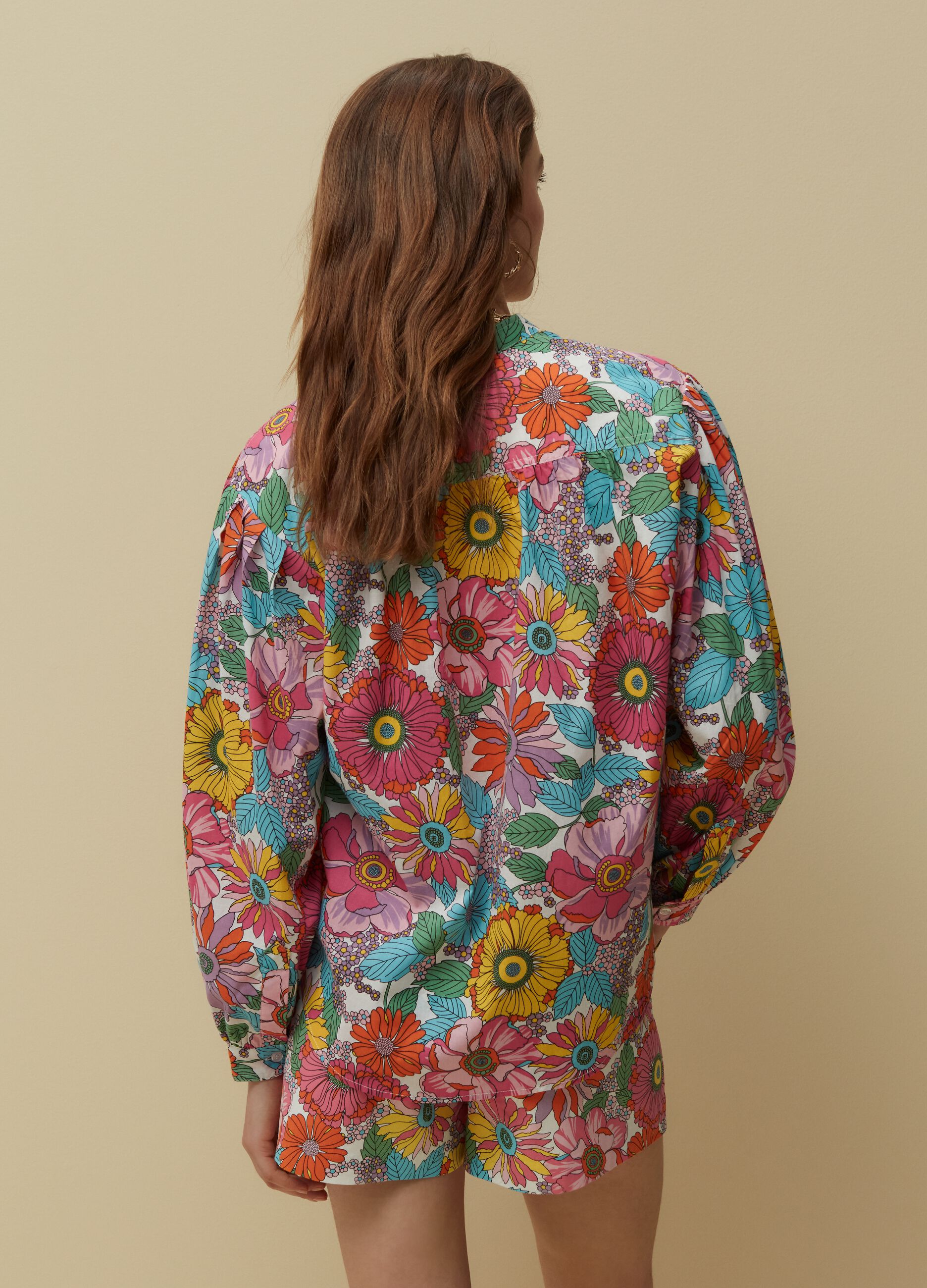 Camisa de algodón con estampado de flores