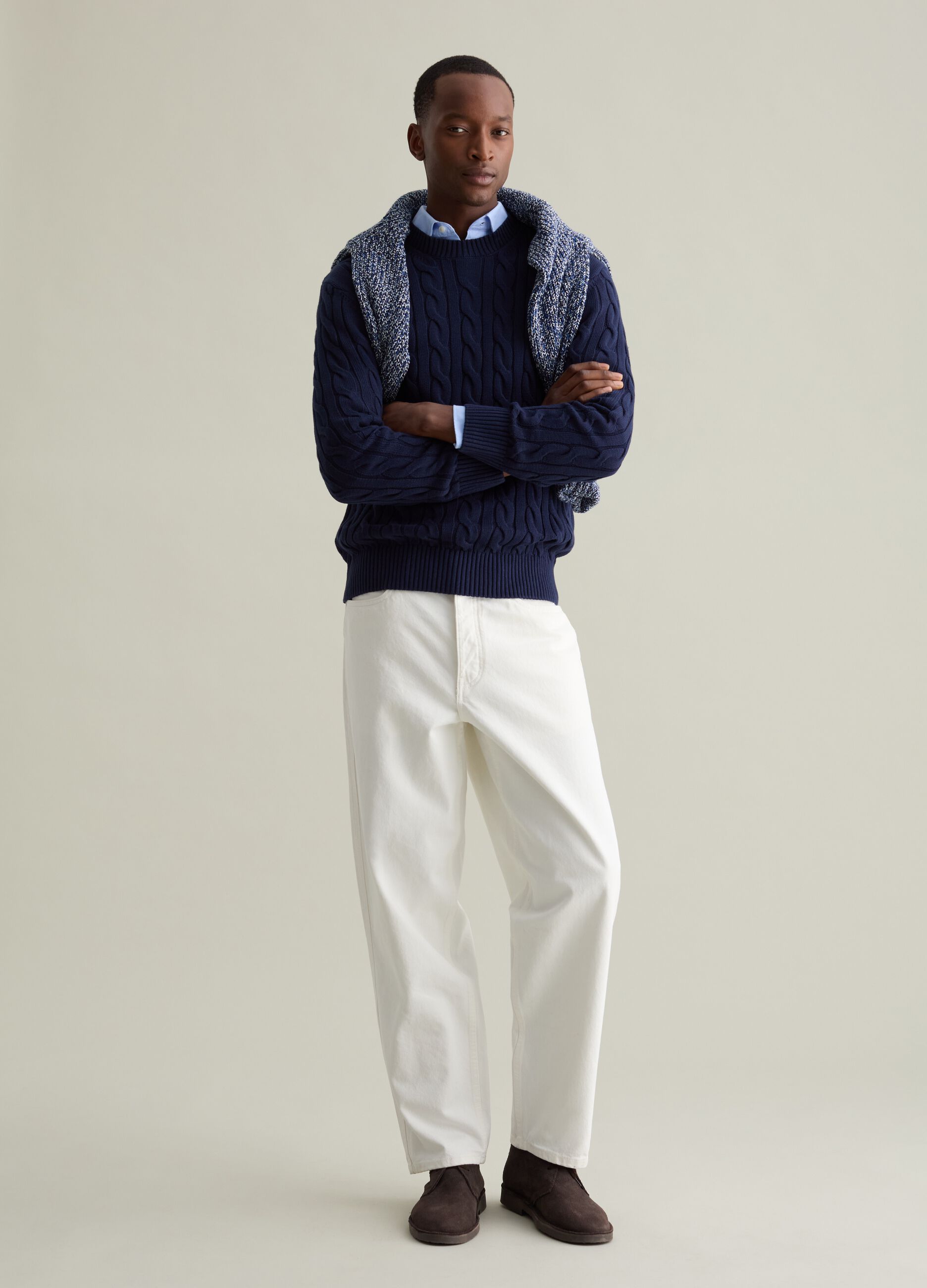 Pullover with cable-knit design
