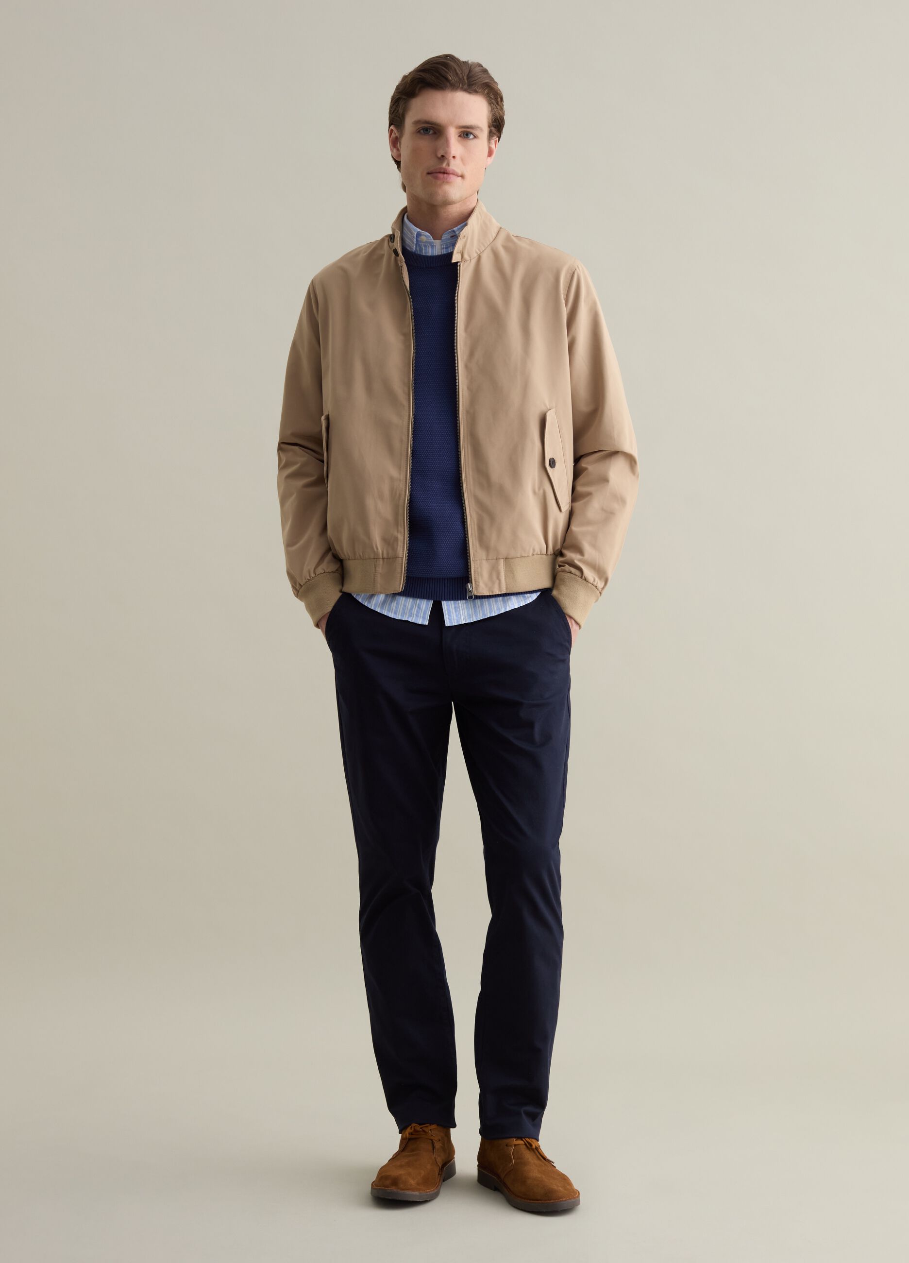 Full-zip bomber jacket with high neck