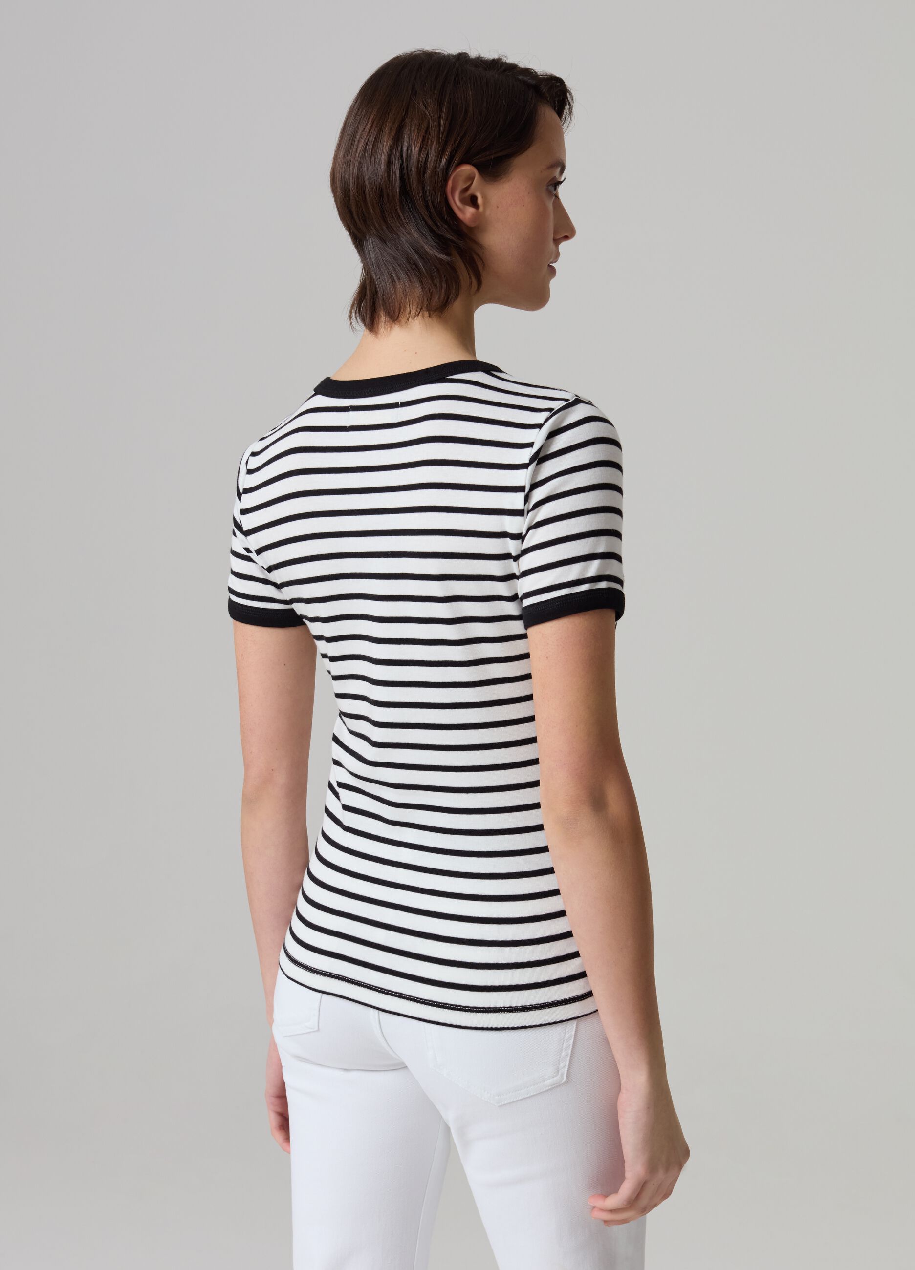 Striped T-shirt in stretch cotton