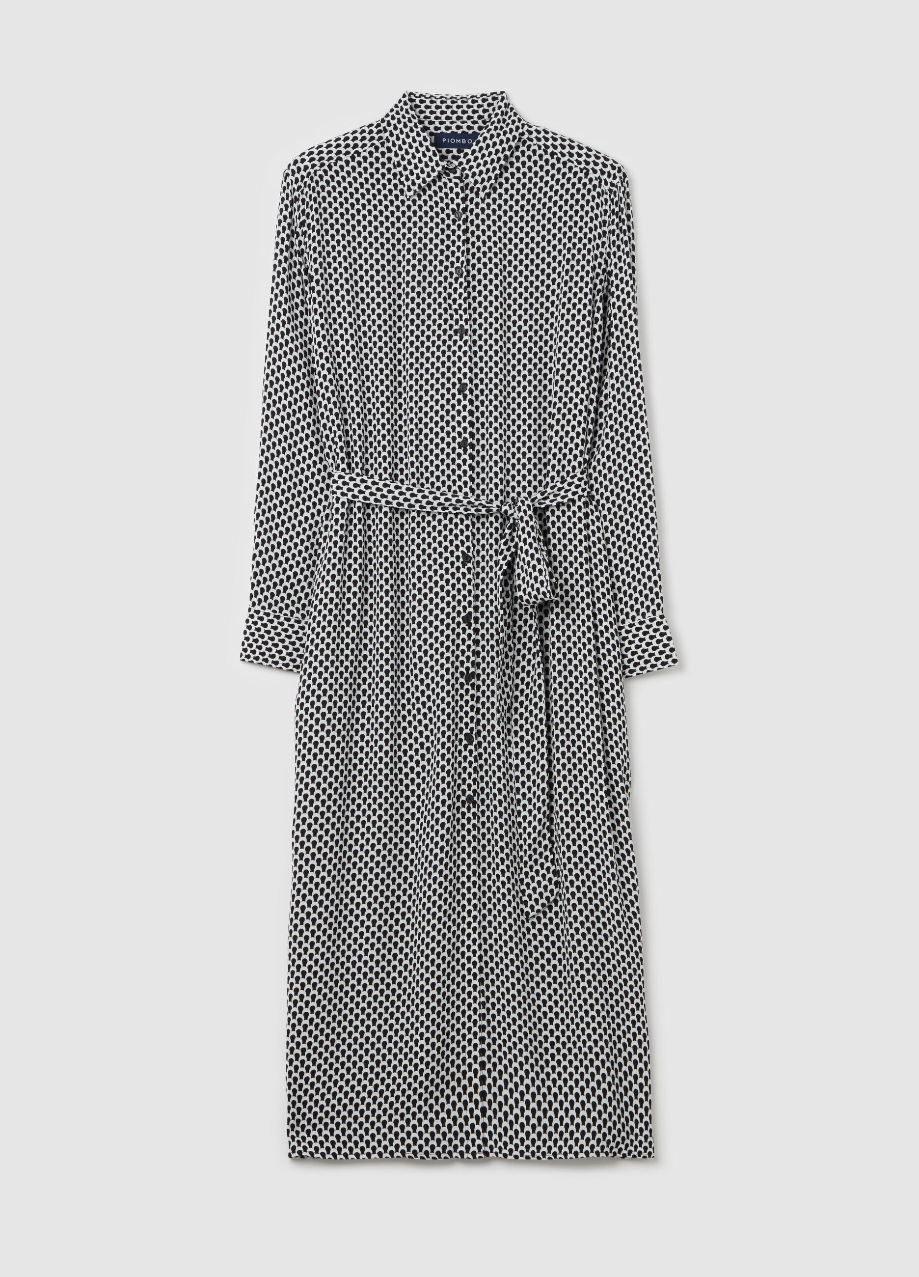 Vestido camisero de viscosa microestampado