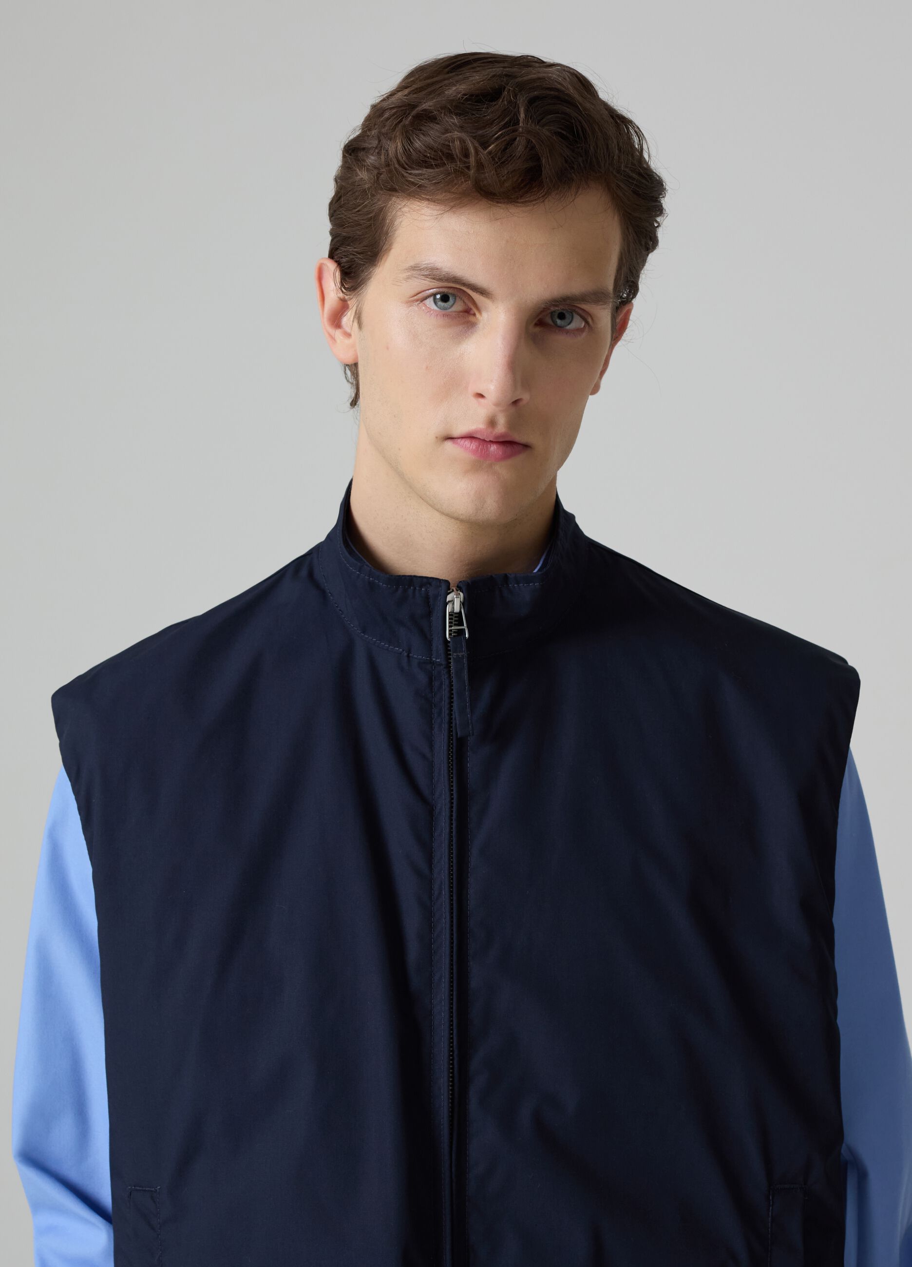 Selection full-zip gilet with high neck