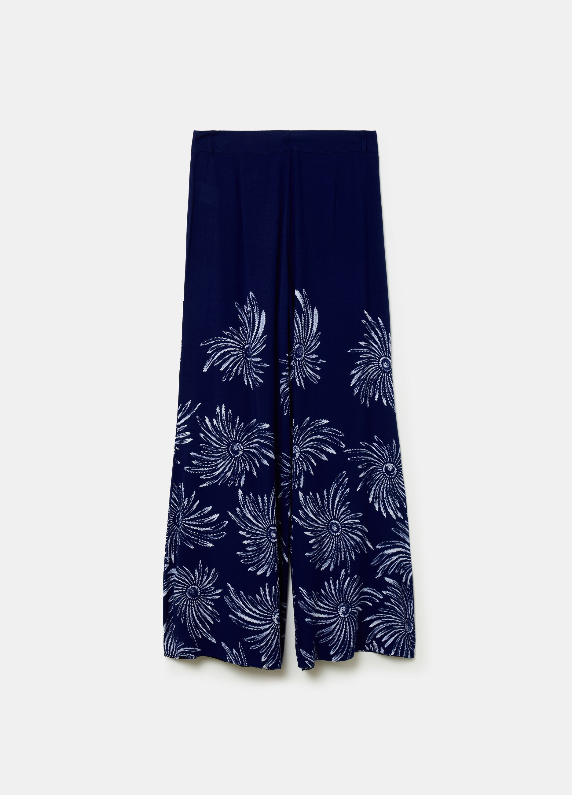 Pantalón flare fit de viscosa con estampado_4