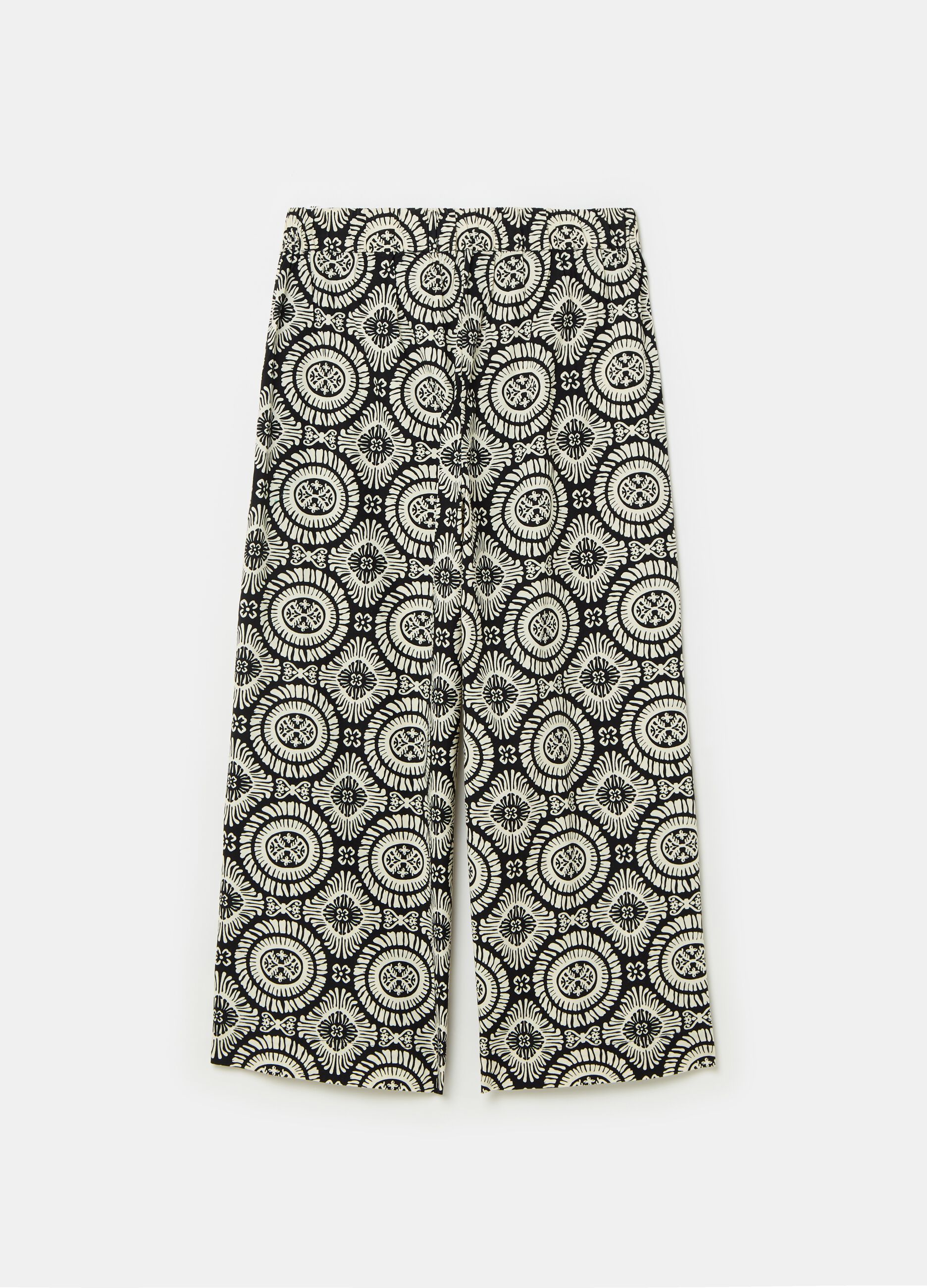 Pantalón wide leg con estampado étnico_3