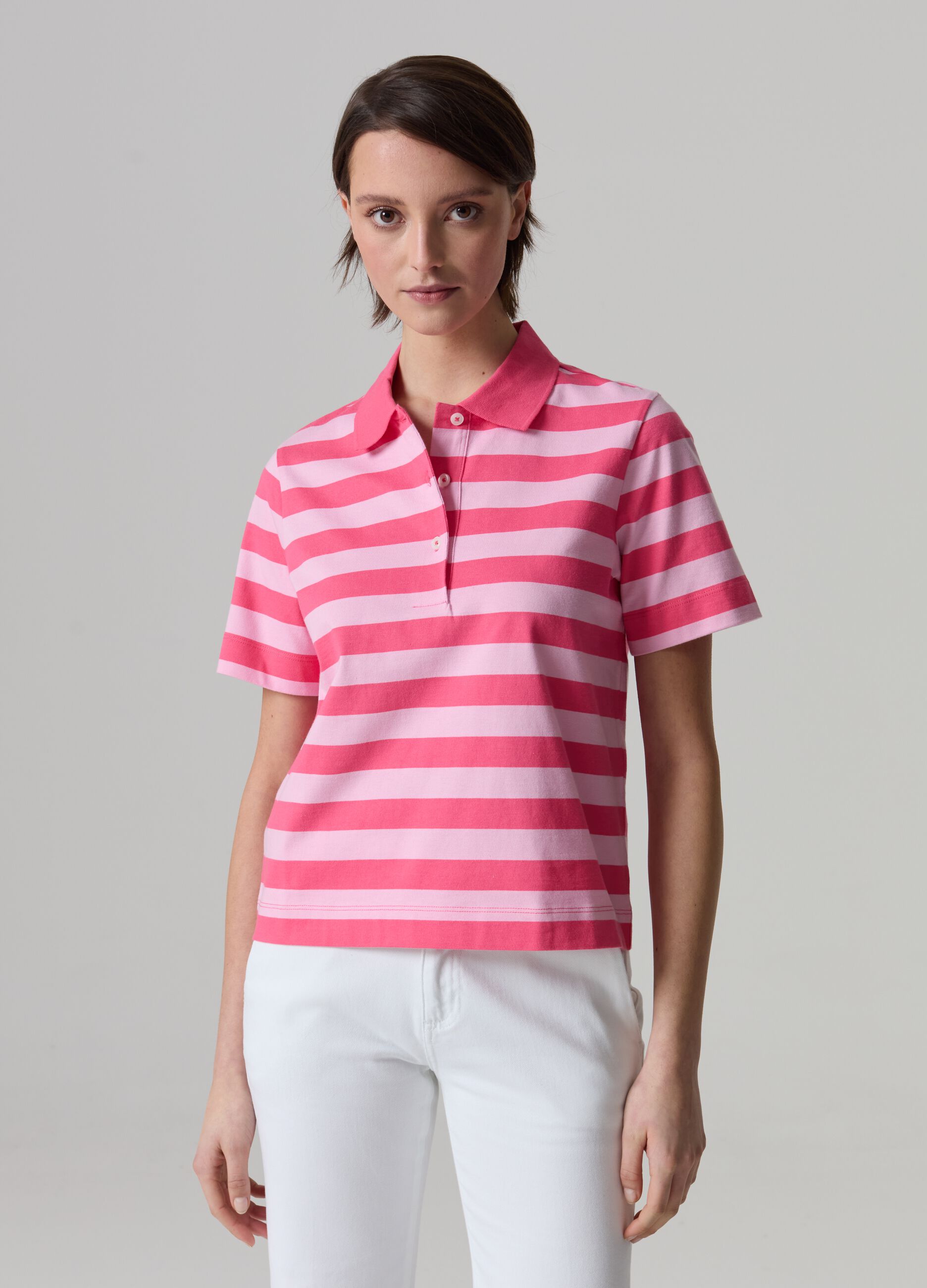 Striped cotton polo shirt