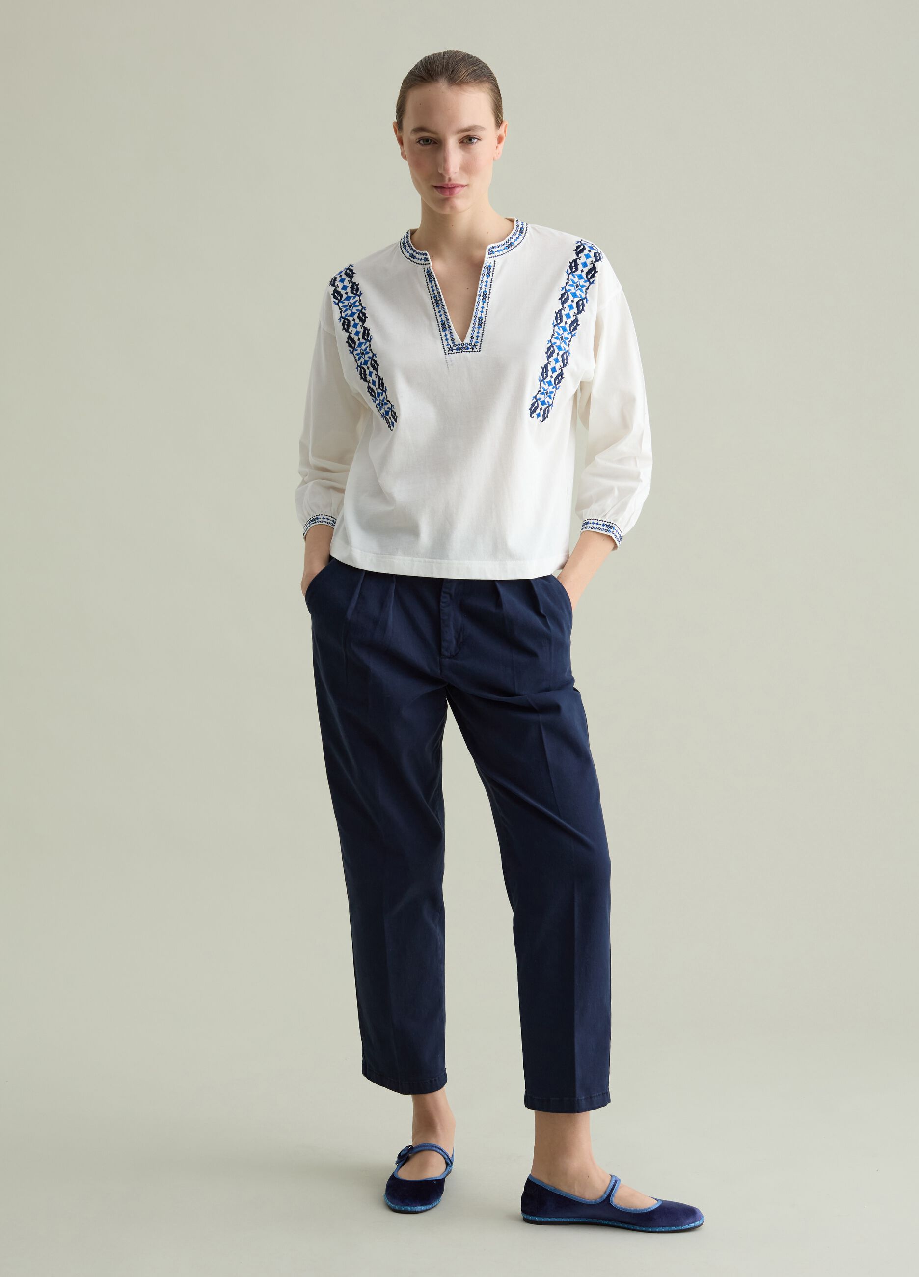 T-shirt with ethnic embroidery