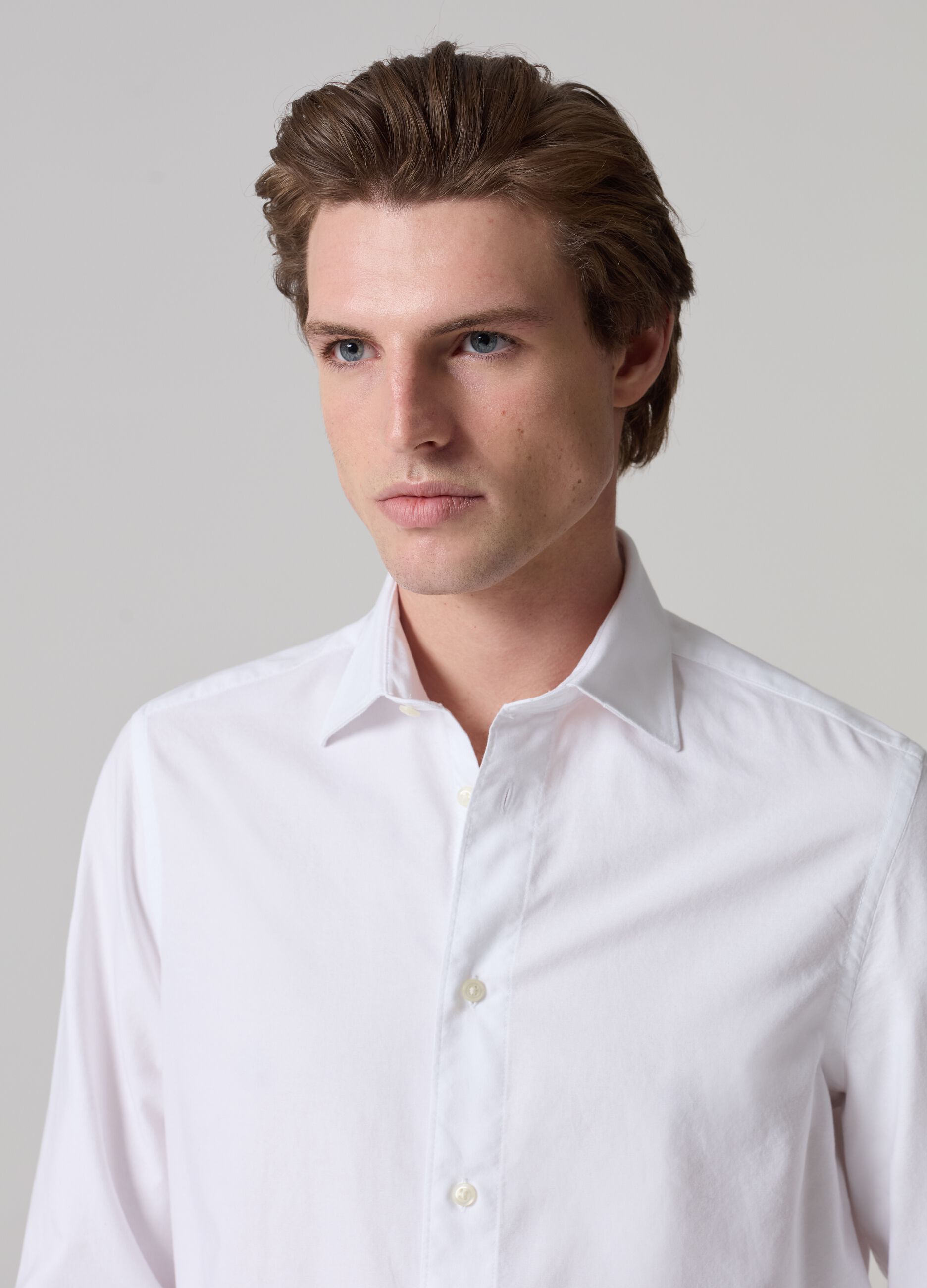 Solid colour Oxford cotton shirt